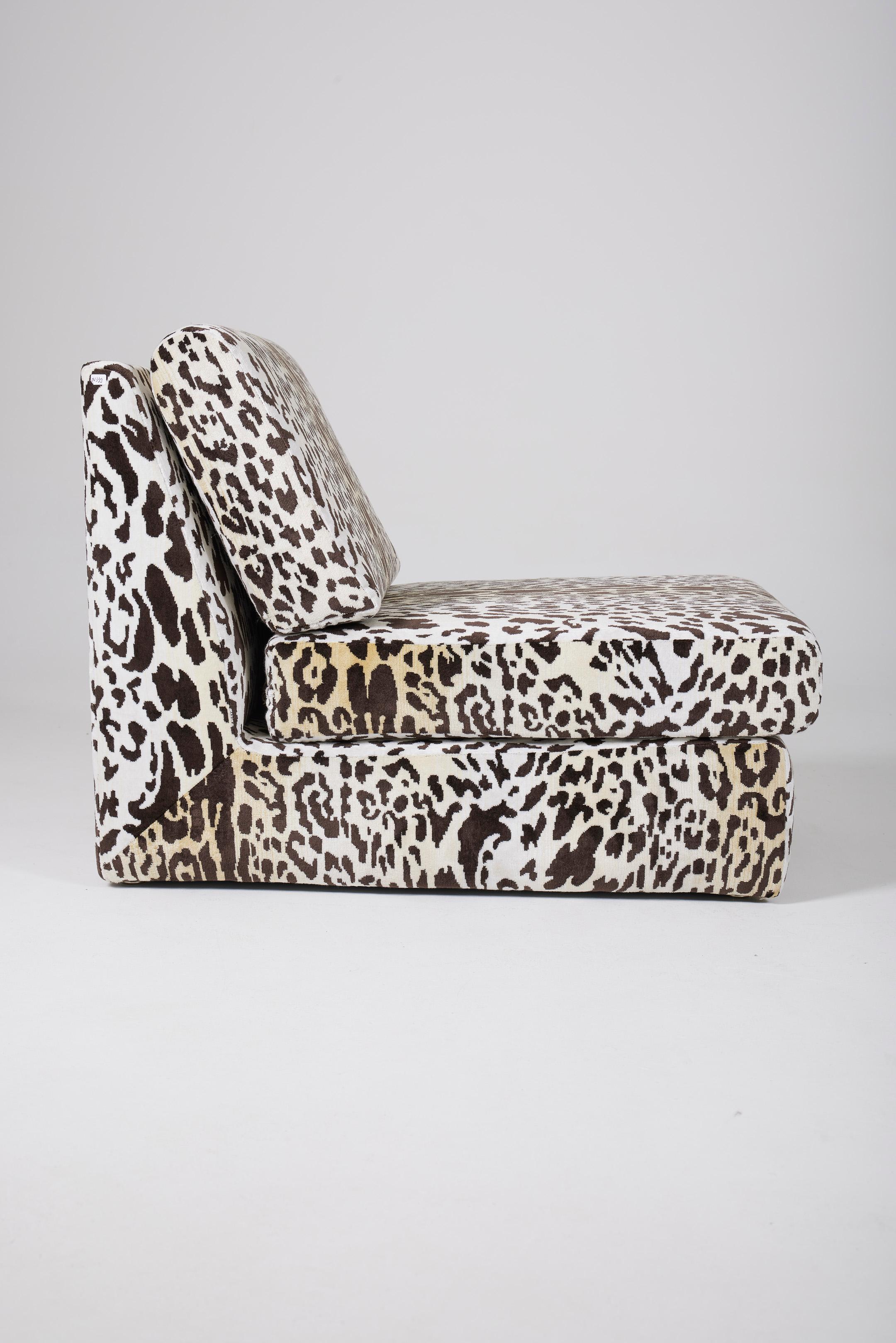 Textile Leopard-print armchair from the 70s For Sale