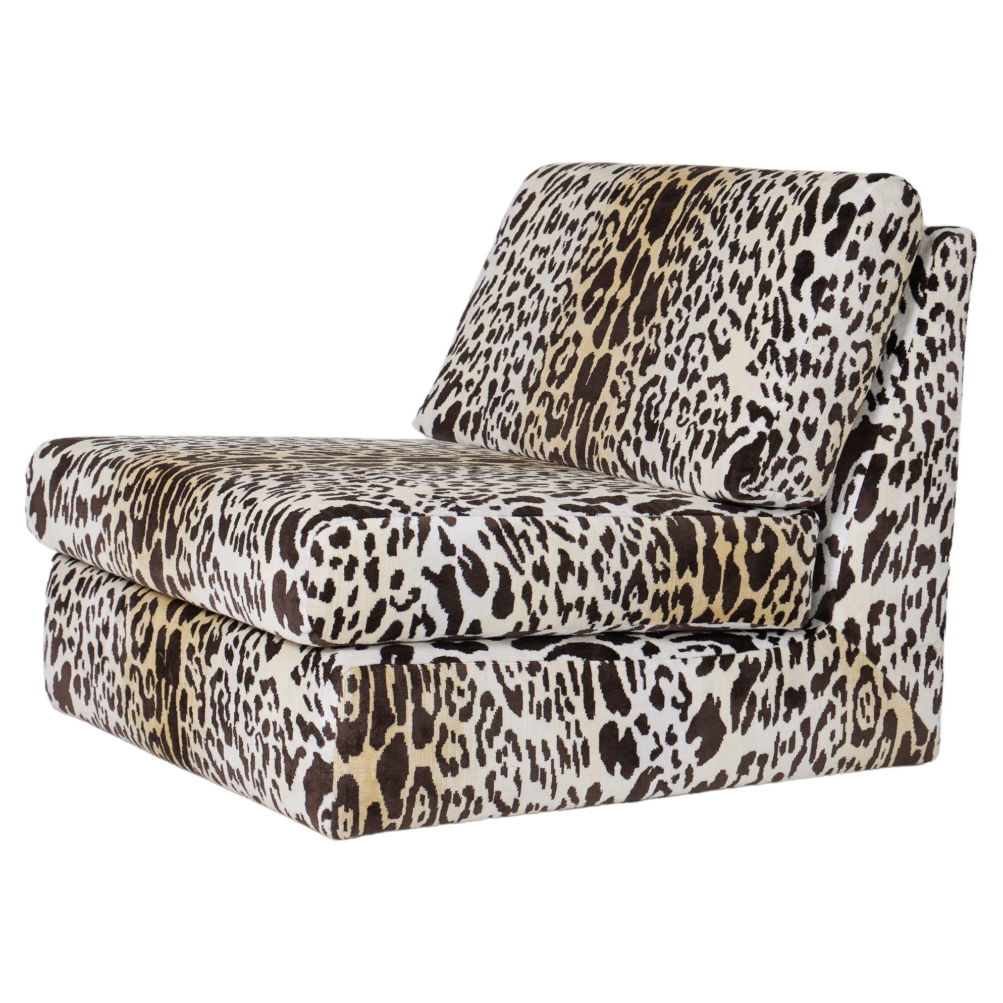 Leopard-print armchair from the 70s For Sale