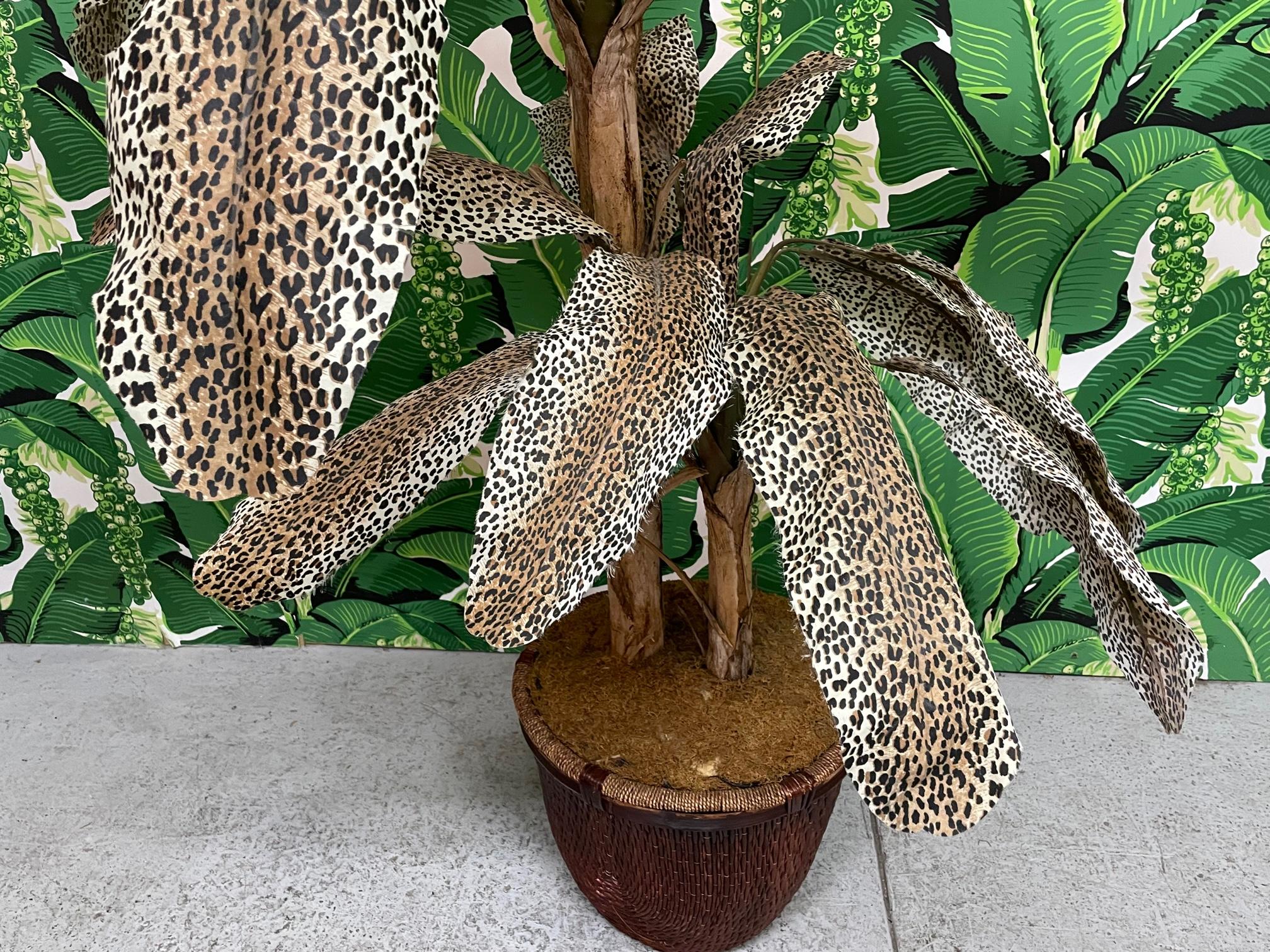 Fabric Leopard Print Artificial Palm Tree