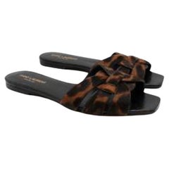 Leopard print calf hair Tribute flat sandals