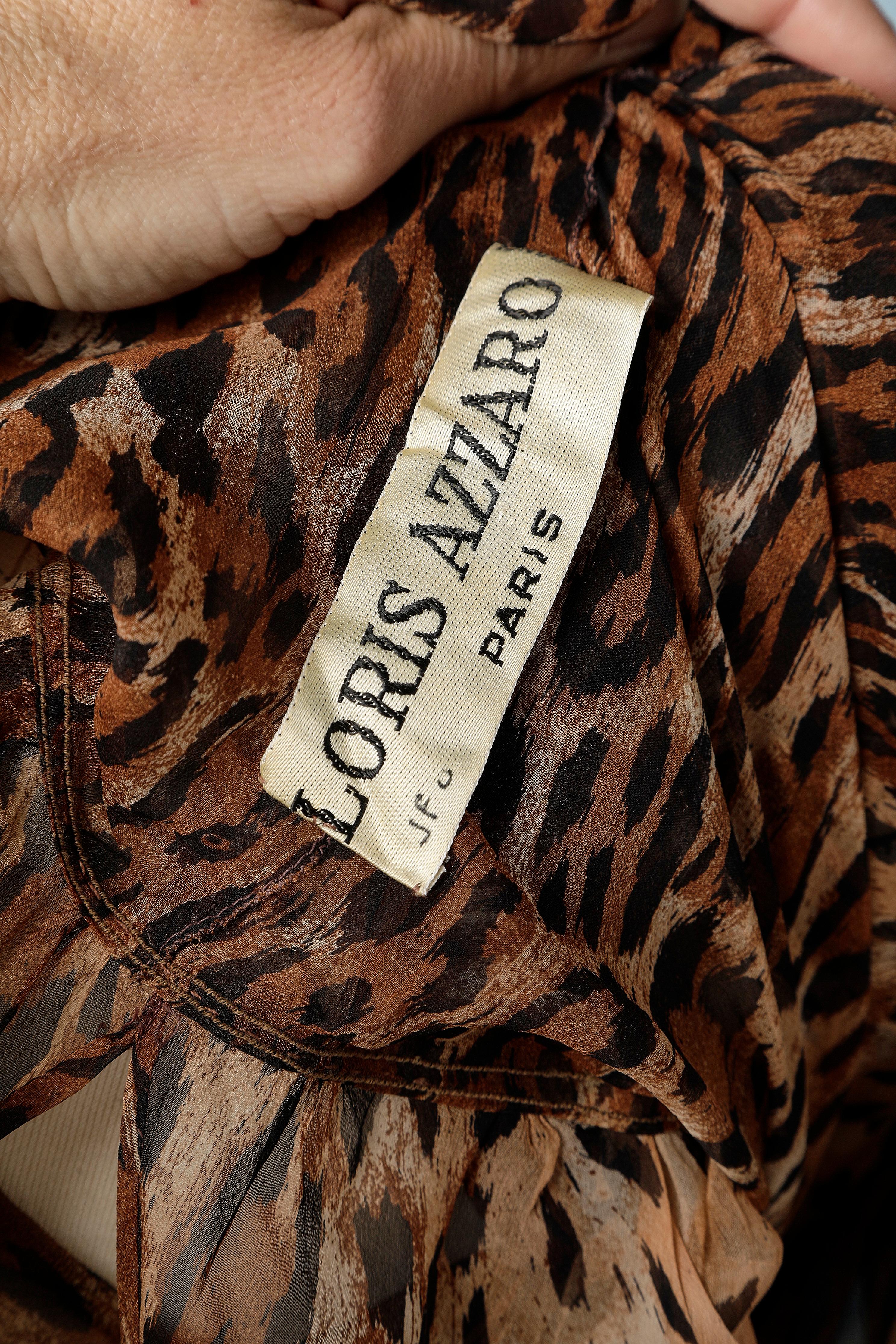 Leopard print chiffon dress with bows on shoulders Loris Azzaro Circa 1970  1