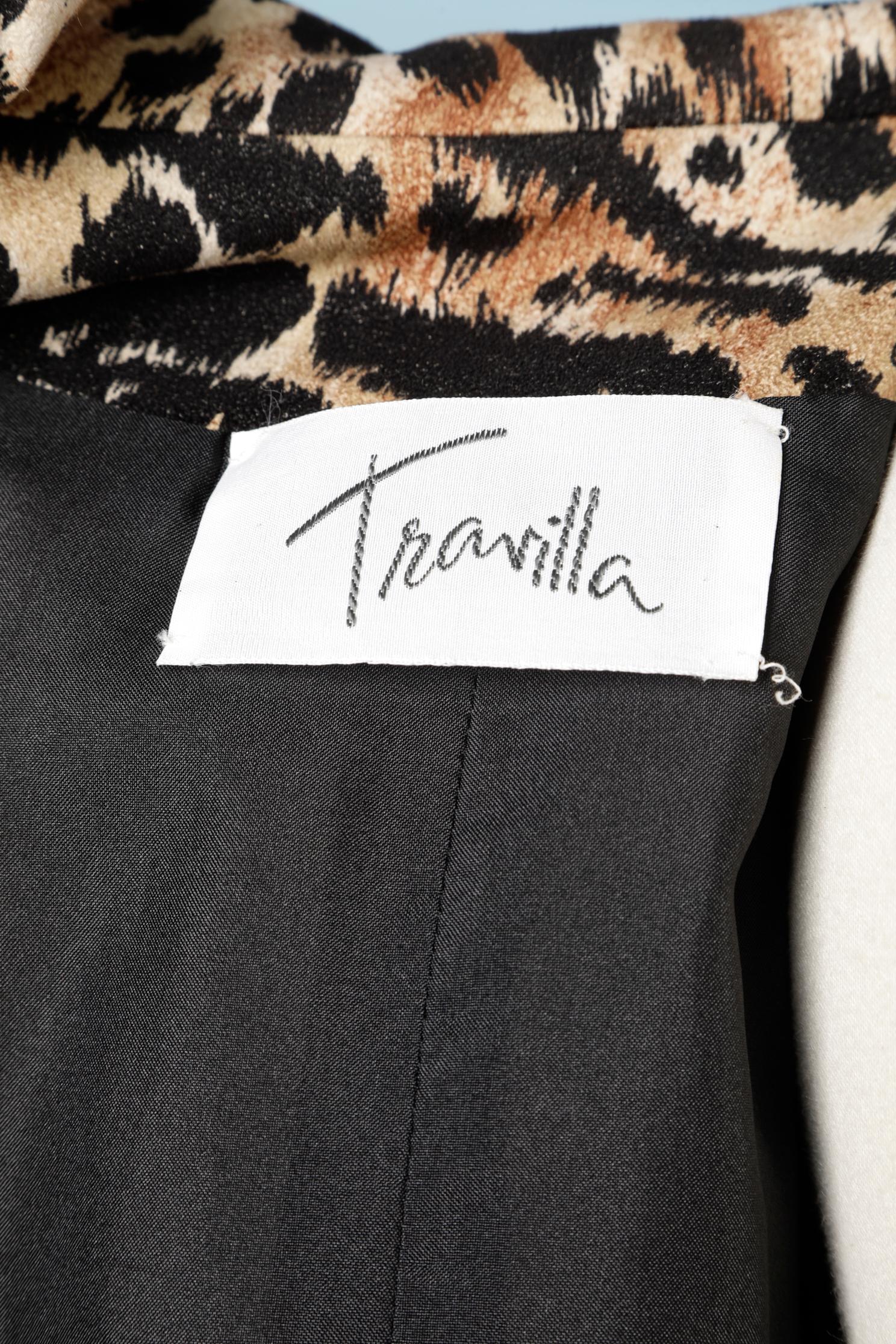 Women's Leopard print faux suede trench coat Travilla  For Sale