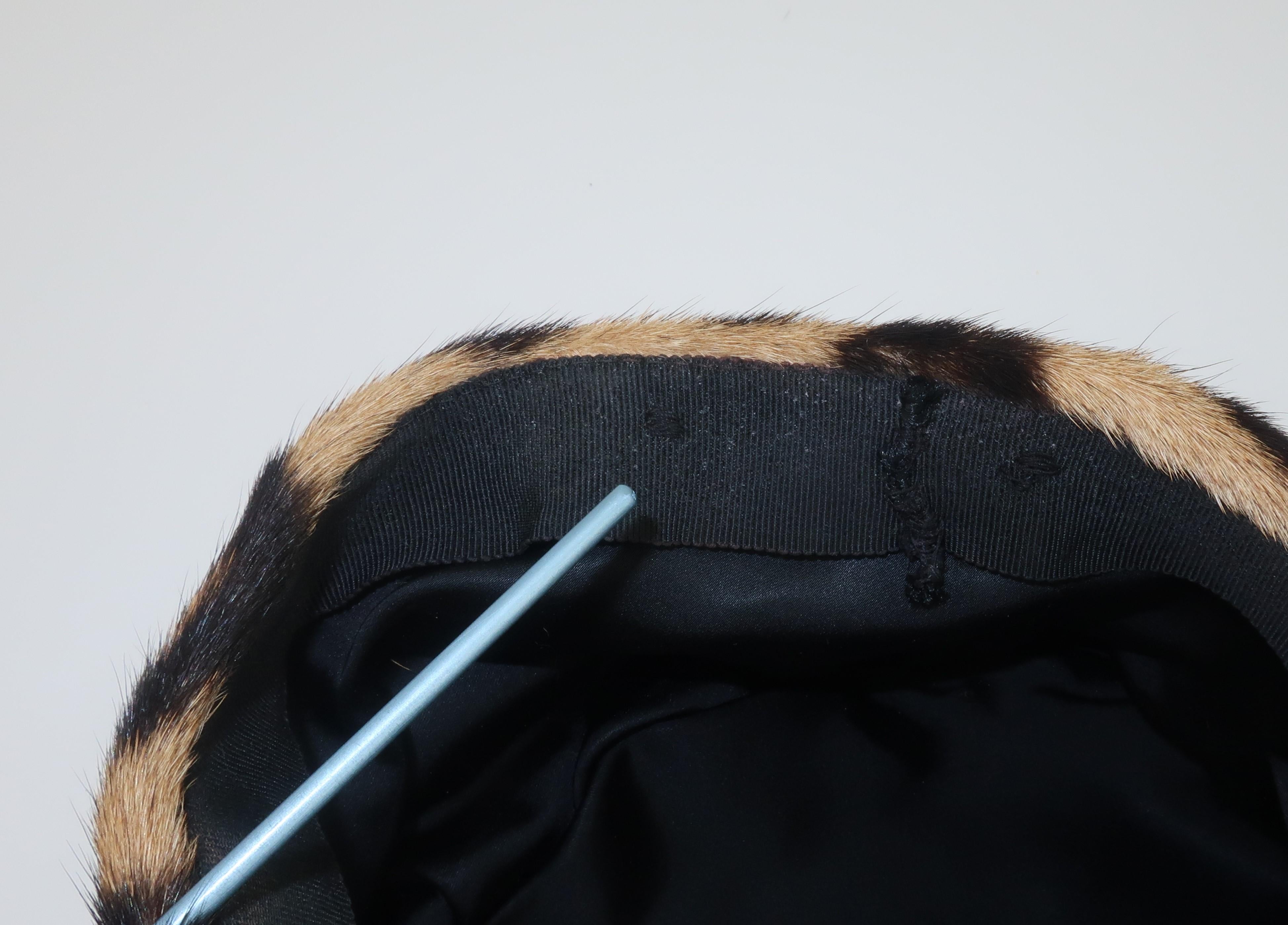 Women's Leopard Print Fur Pillbox Hat, 1950’s