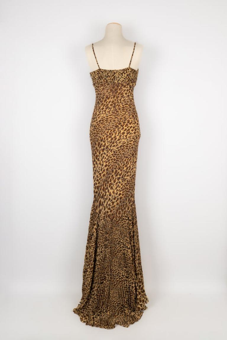 Women's Leopard Print Long Bustier Evening Dress For Sale