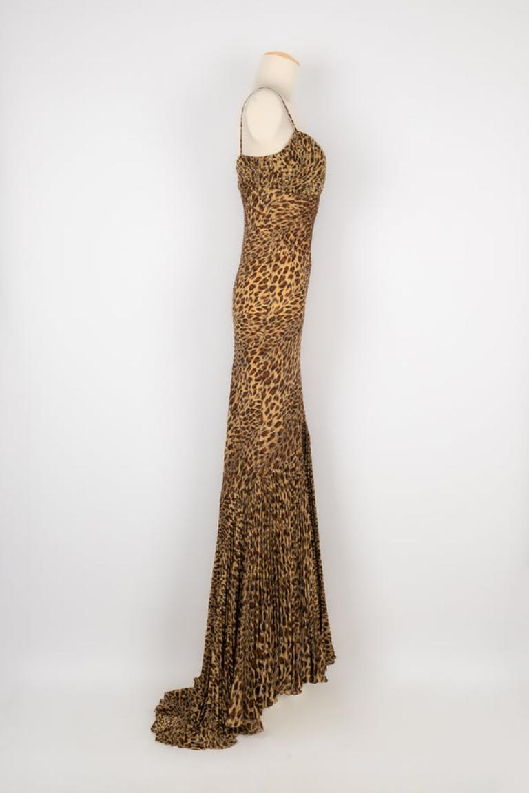 Leopard Print Long Bustier Evening Dress For Sale 1