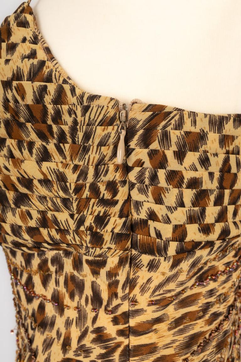 Leopard Print Long Bustier Evening Dress For Sale 2