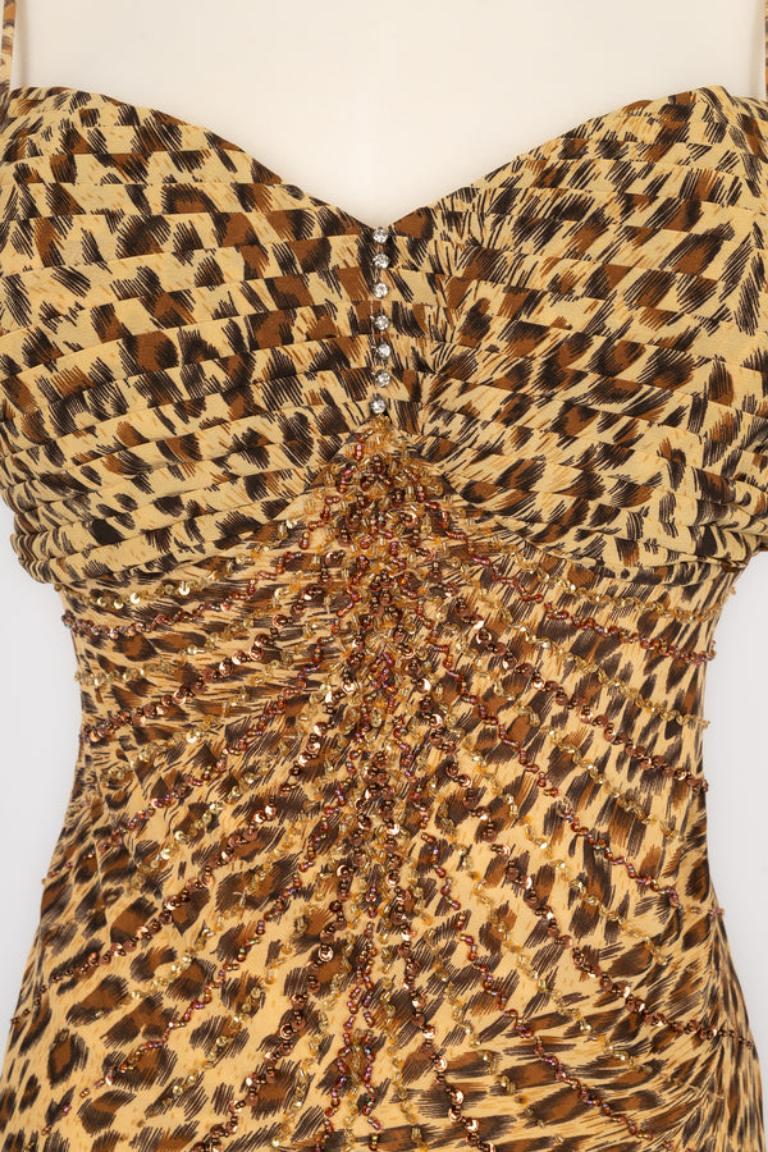 Leopard Print Long Bustier Evening Dress For Sale 3