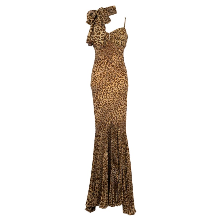 Leopard Print Long Bustier Evening Dress For Sale at 1stDibs