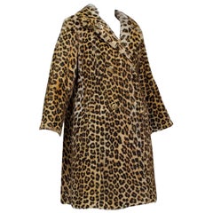 Leopard Print Mink Double Breasted A-Line Fur Stroller Coat - S-M, 1962