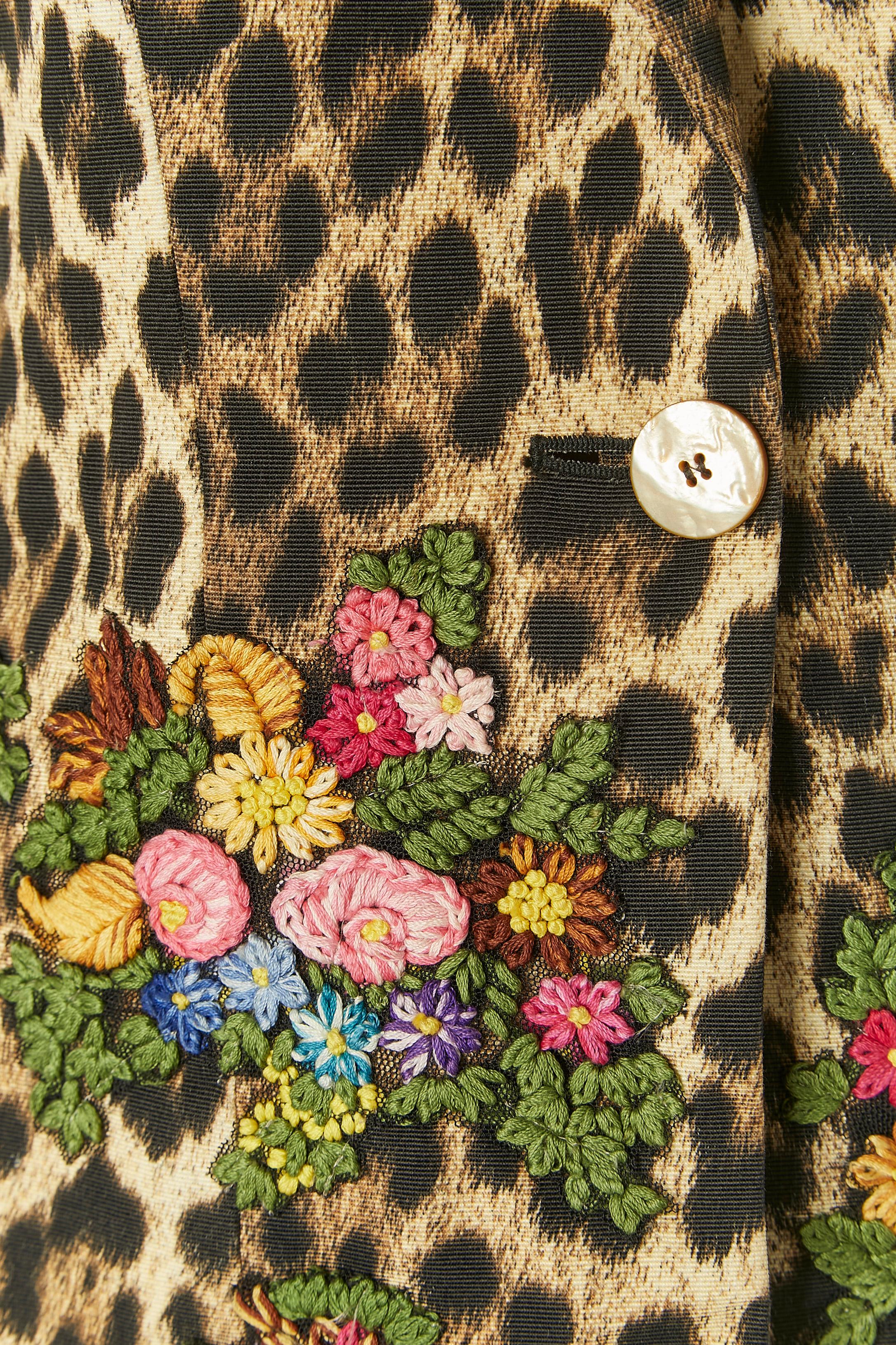Giacca monopetto leopardata con ricami Moschino Cheap and Chic In condizioni ottime in vendita a Saint-Ouen-Sur-Seine, FR