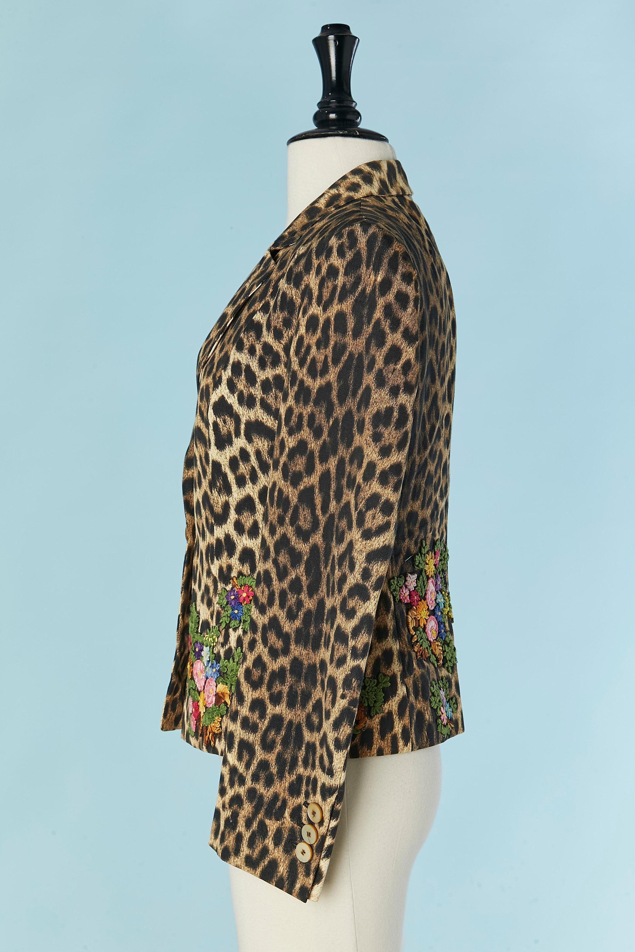 Donna Giacca monopetto leopardata con ricami Moschino Cheap and Chic in vendita