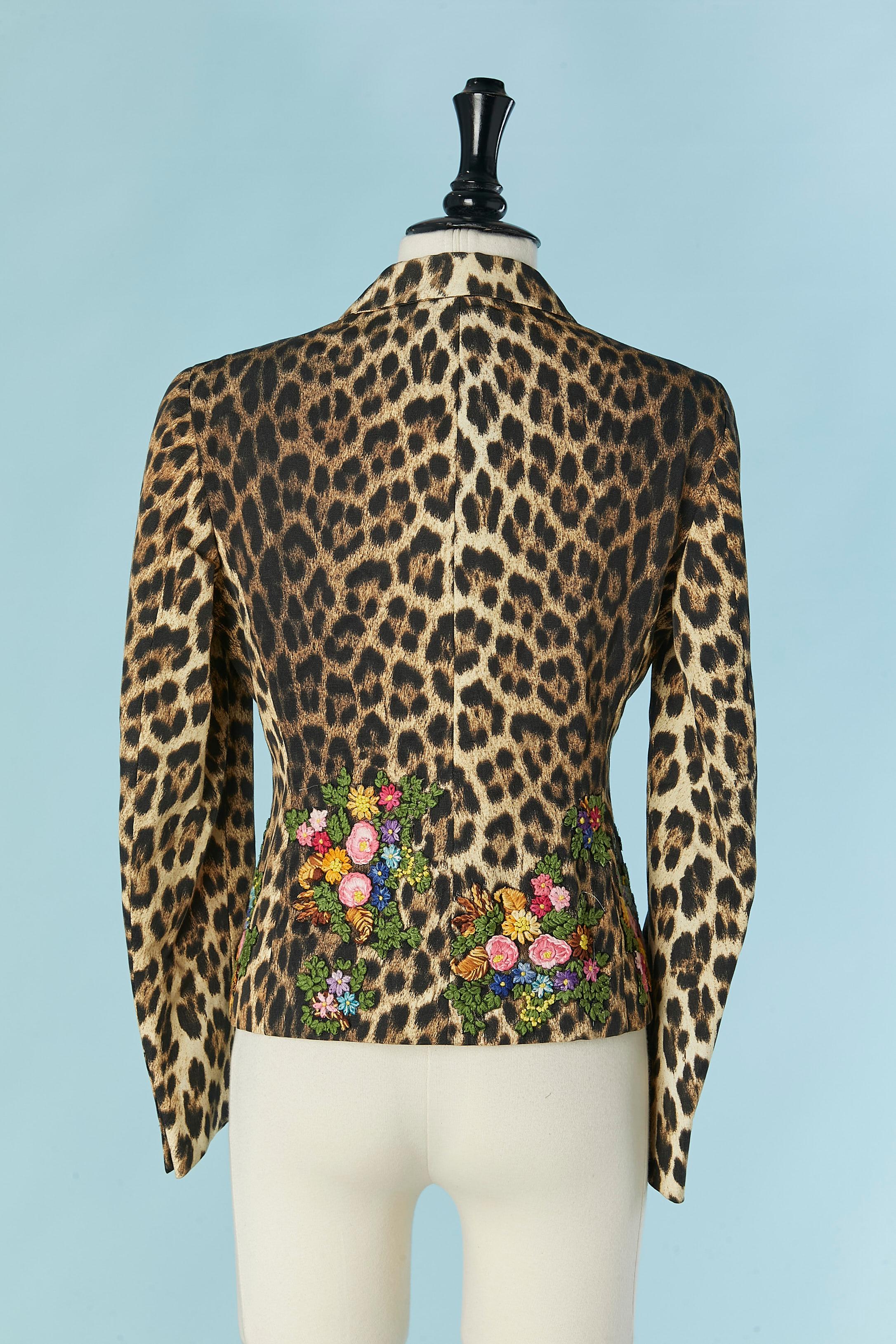 Giacca monopetto leopardata con ricami Moschino Cheap and Chic in vendita 1