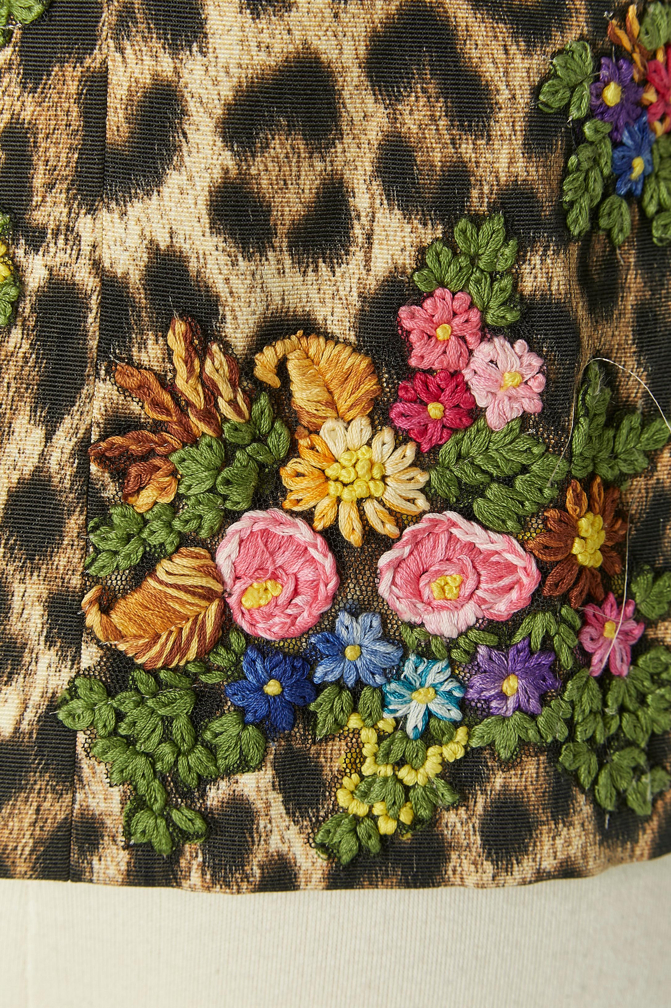 Giacca monopetto leopardata con ricami Moschino Cheap and Chic in vendita 2