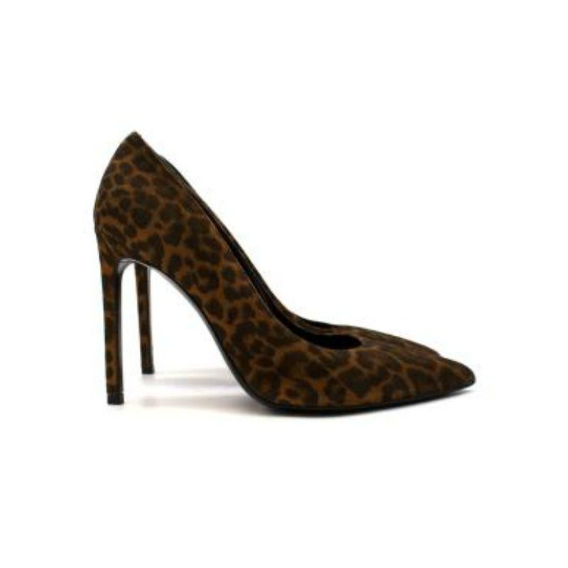 Saint Laurent Leopard Print Suede Pumps
 
 
 
 -Suede leopard printed body 
 
 -Pointed toe 
 
 -Branded leather insoles 
 
 -Slip-on style 
 
 
 
 Material: 
 
 
 
 Leather 
 
 Suede 
 
 
 
 Made in italy 
 
 9.5/10 excellent conditions,please