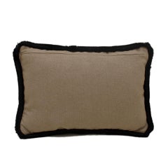 Leopard Print Velvet Cushion in Cotton with Double Tinsel Trim and Linen Back