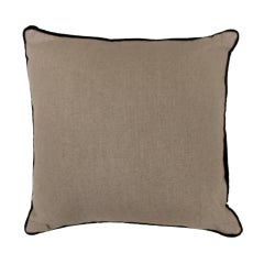 Leopard Print Velvet Cushion in Cotton with Trim and Linen Back