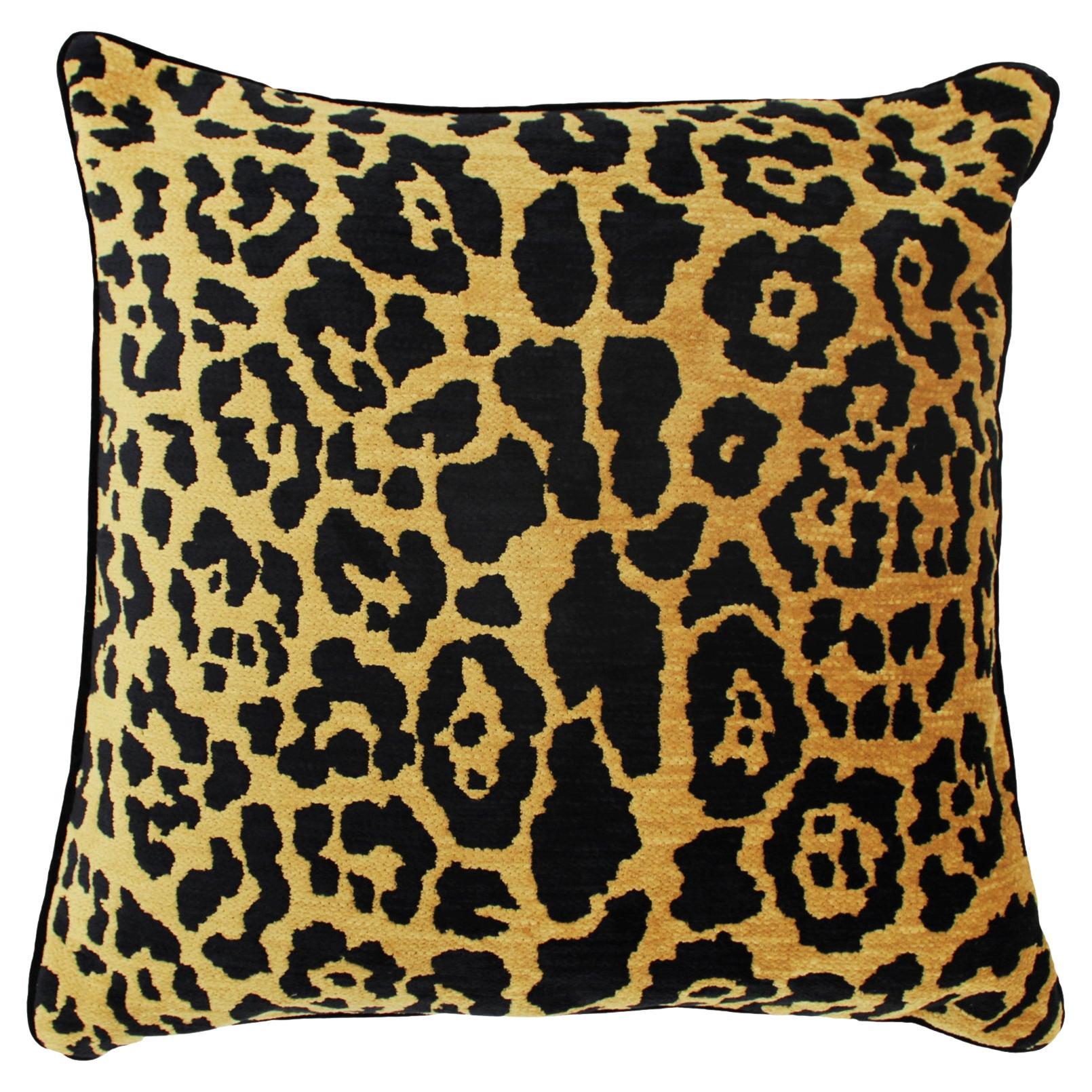 Modern Leopard Print Cotton Velvet Cushion by 17 Patterns For Sale at