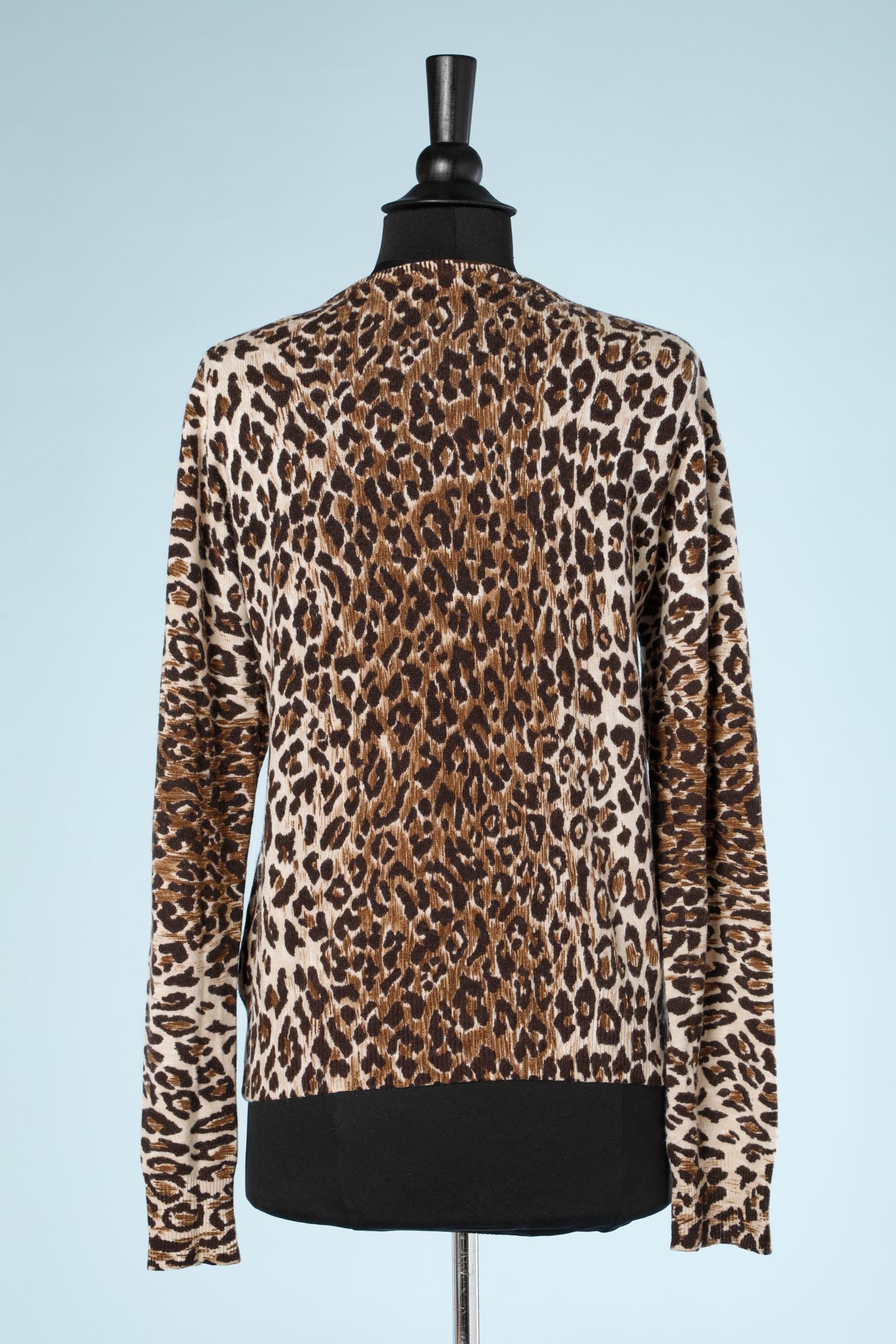Black Leopard printed cachemire knit cardigan Dolce & Gabbana  For Sale