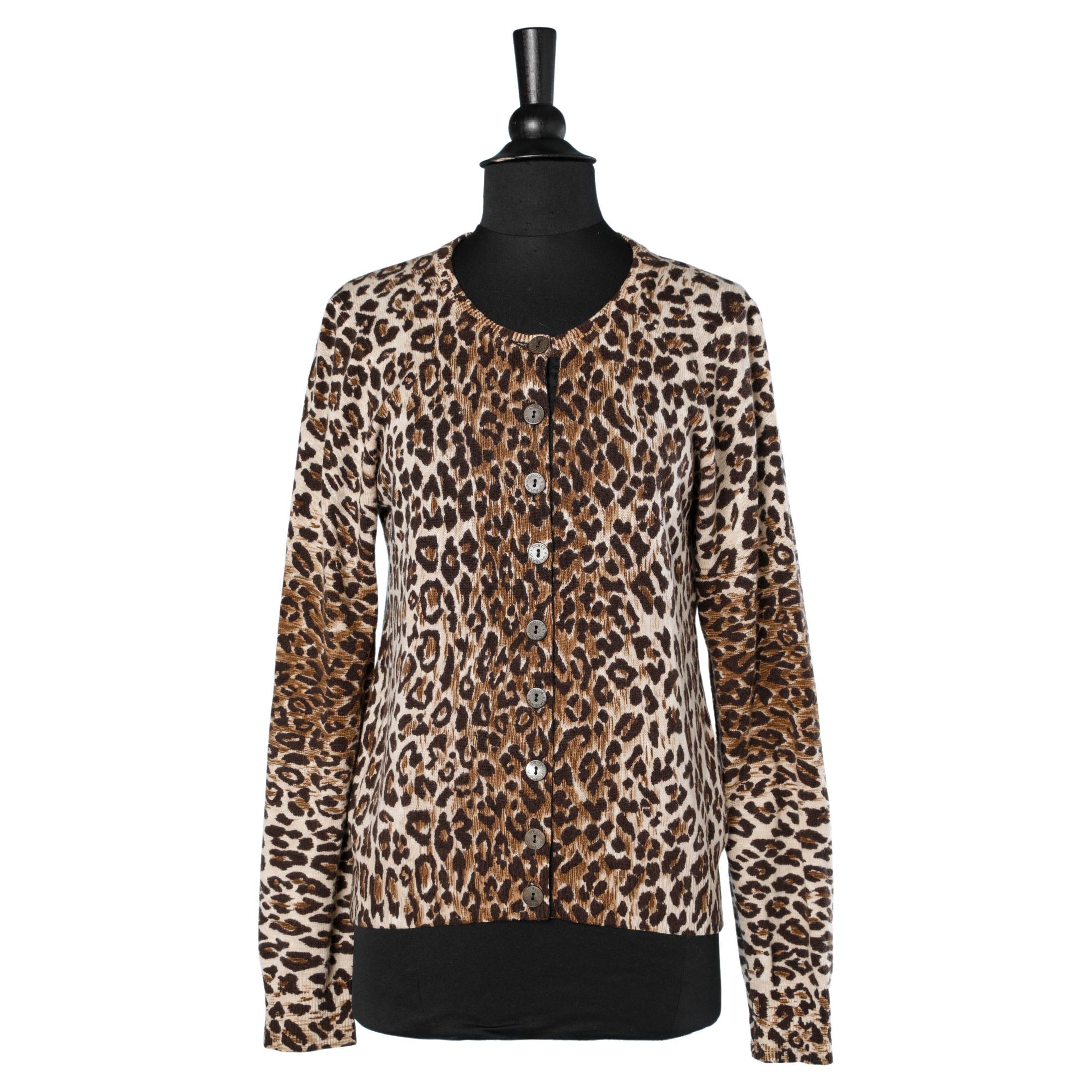 Leopard printed cachemire knit cardigan Dolce & Gabbana  For Sale