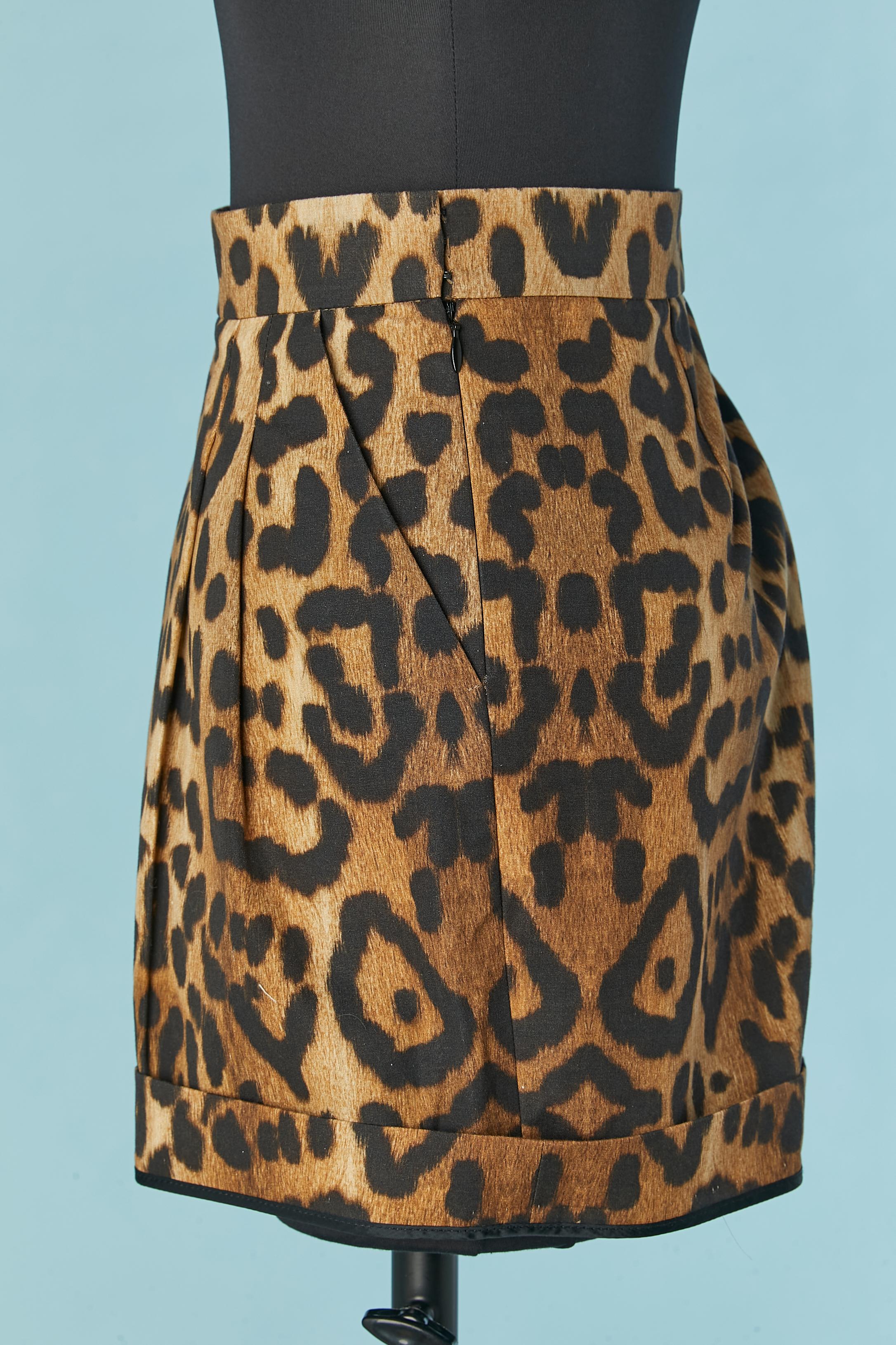 Black Leopard printed cotton short Giambattista Valli For Sale