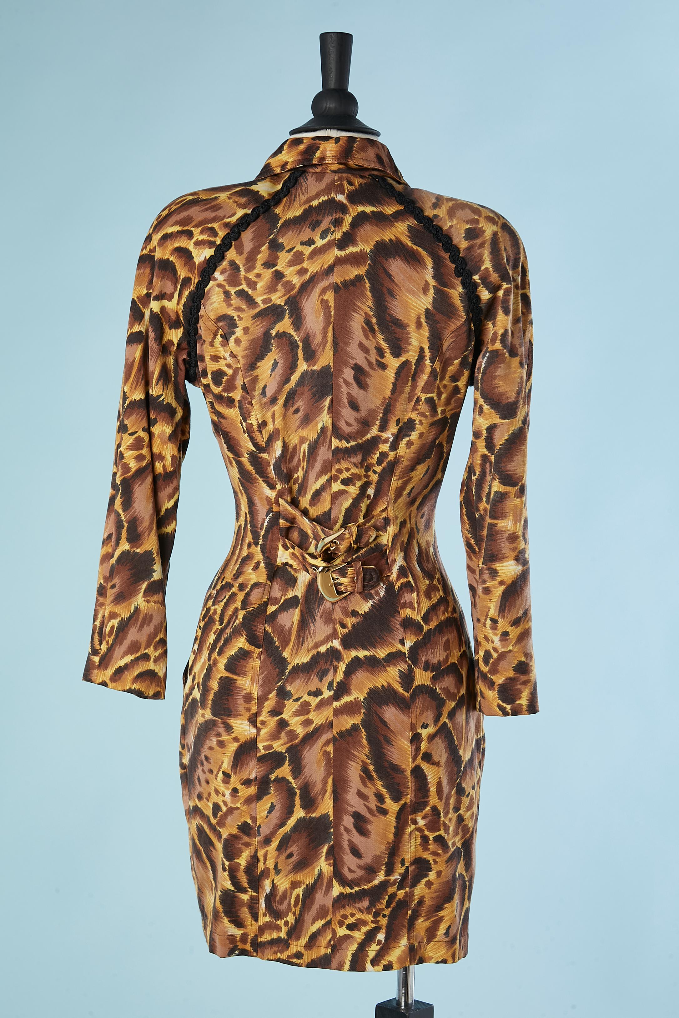 Leopard printed dress with gold button and buckles Versus Gianni Versace  2