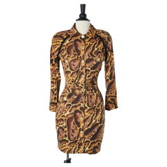 Leopard printed dress with gold button and buckles Versus Gianni Versace 