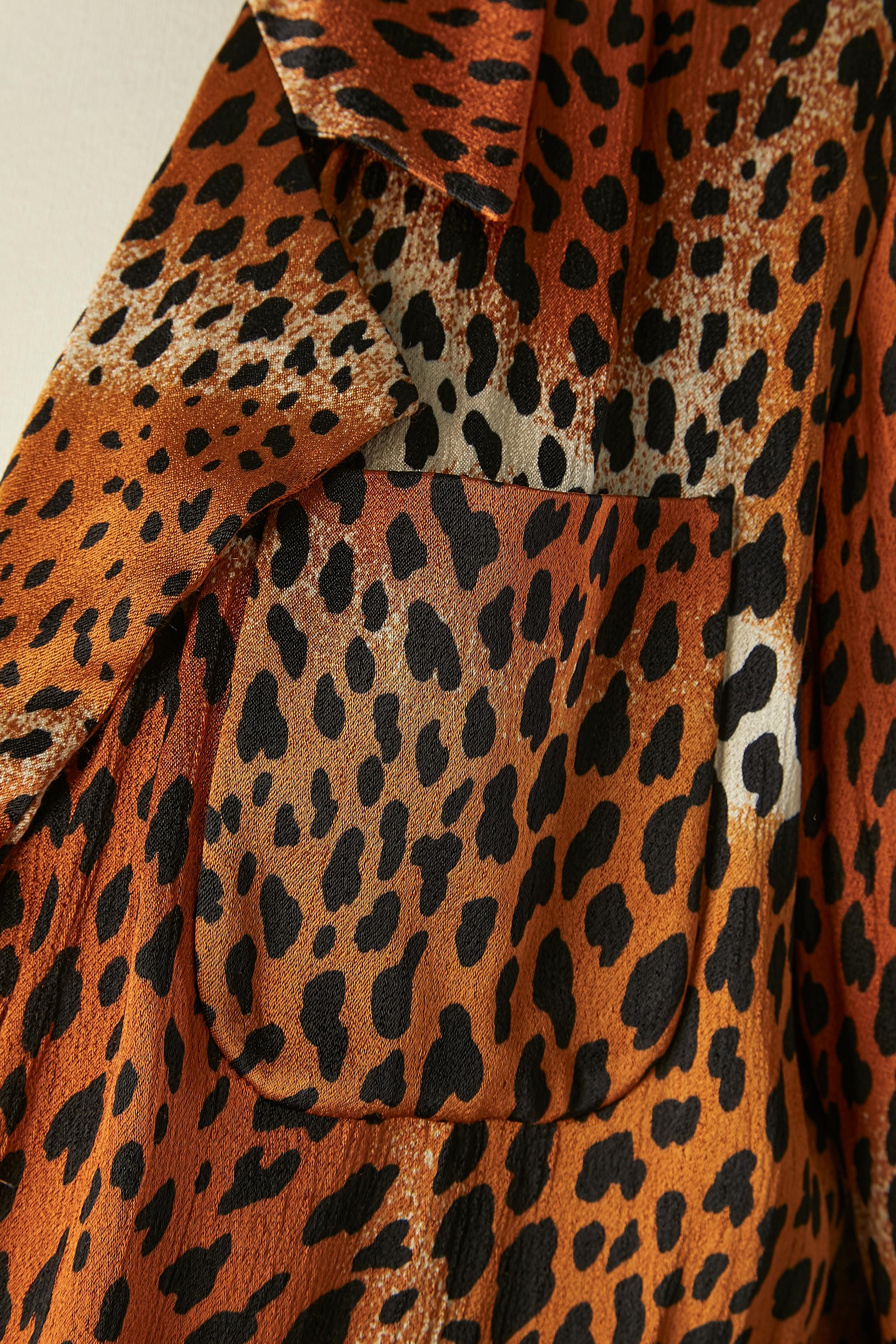 Leopard printed edge to edge evening jacket Yves Saint Laurent Rive Gauche  In Excellent Condition For Sale In Saint-Ouen-Sur-Seine, FR