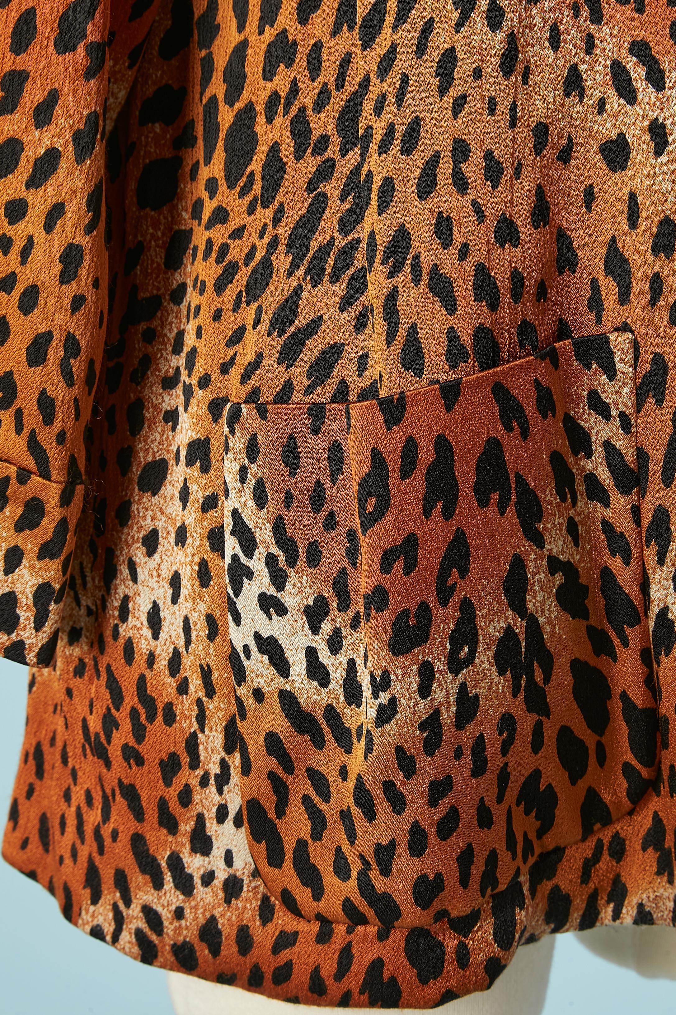 Women's Leopard printed edge to edge evening jacket Yves Saint Laurent Rive Gauche  For Sale