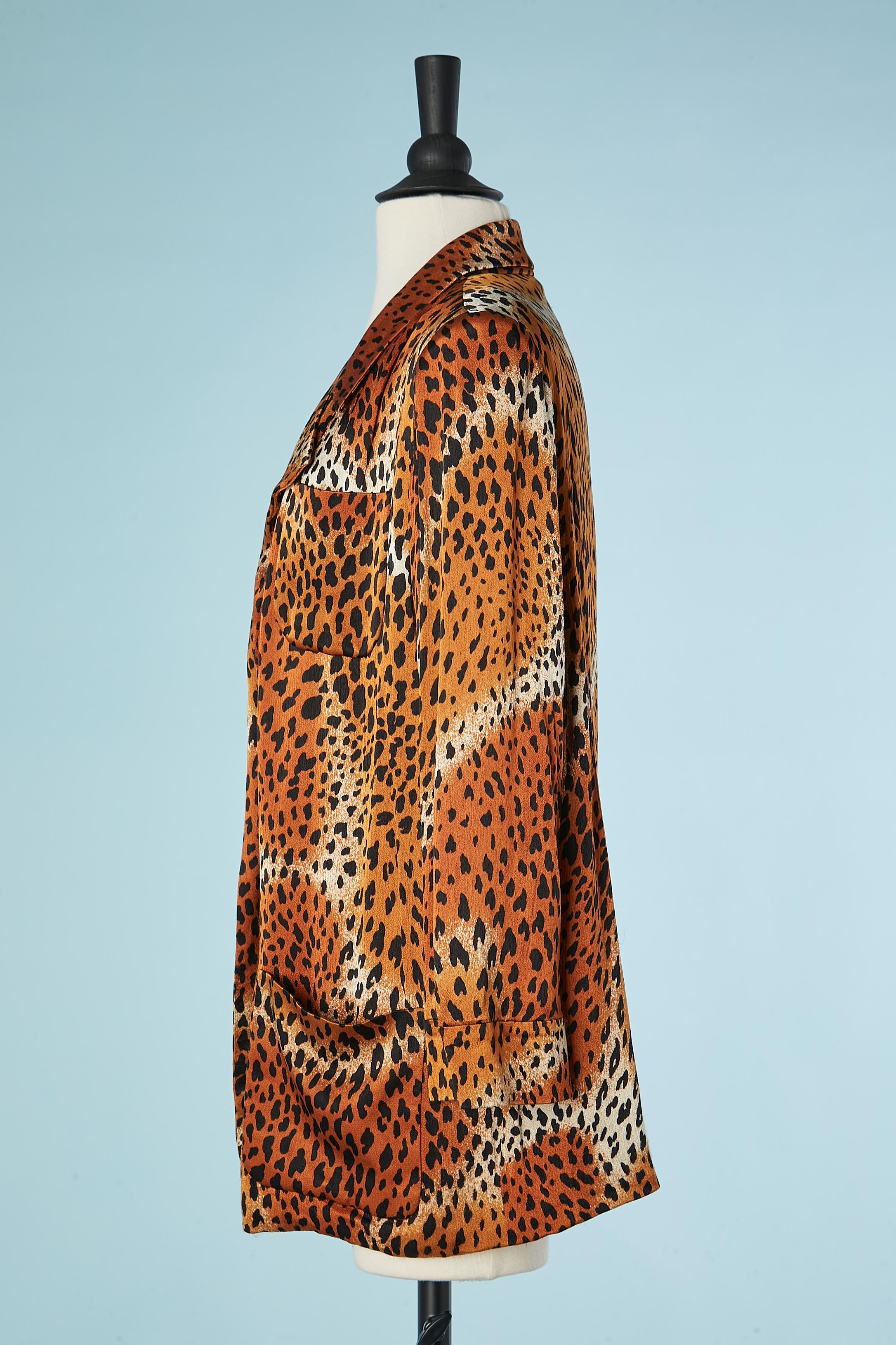 Leopard printed edge to edge evening jacket Yves Saint Laurent Rive Gauche  For Sale 1