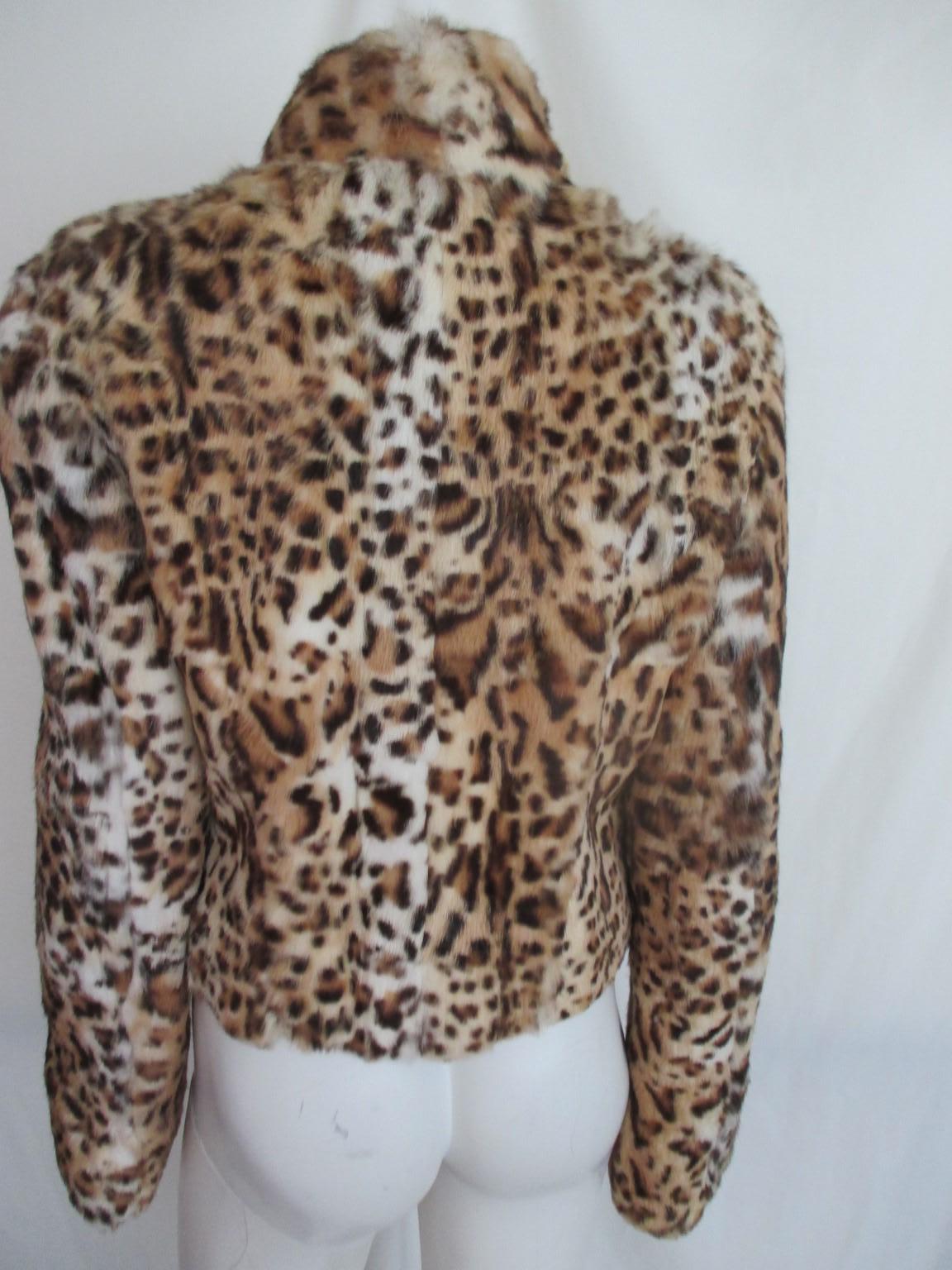 Leopard Printed Fur Jacket In Good Condition For Sale In Amsterdam, NL