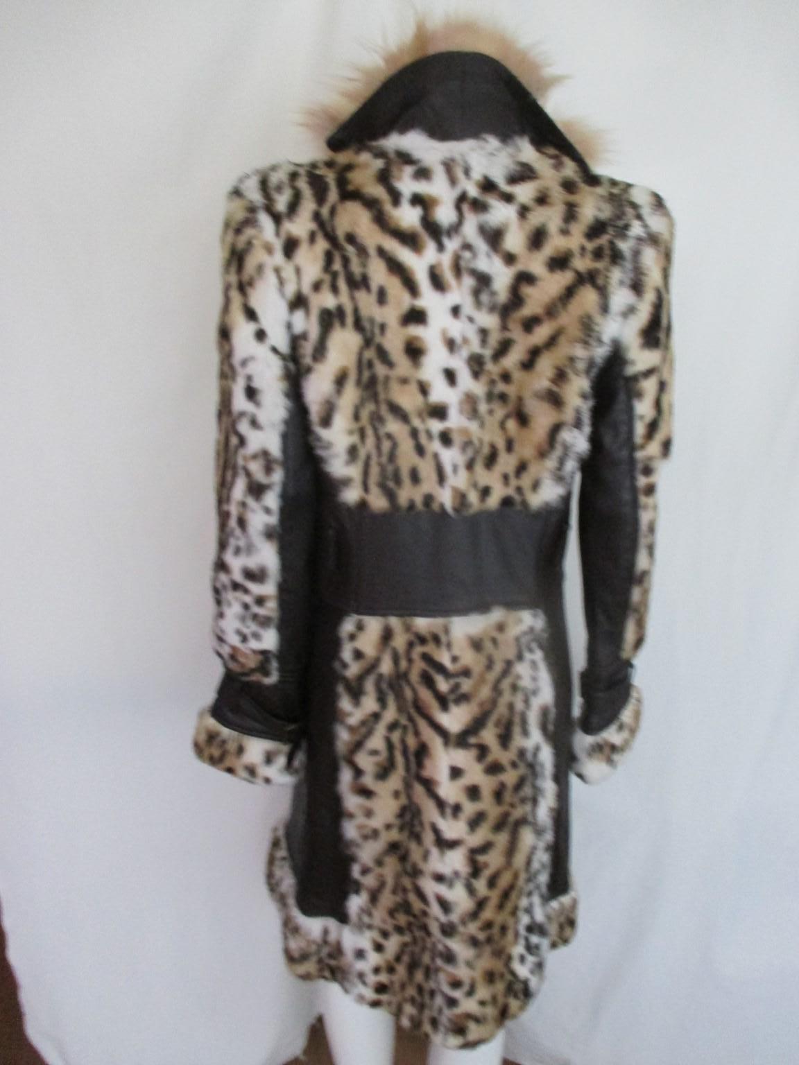 Women's or Men's Leopard Printed Fur Leather Coat 