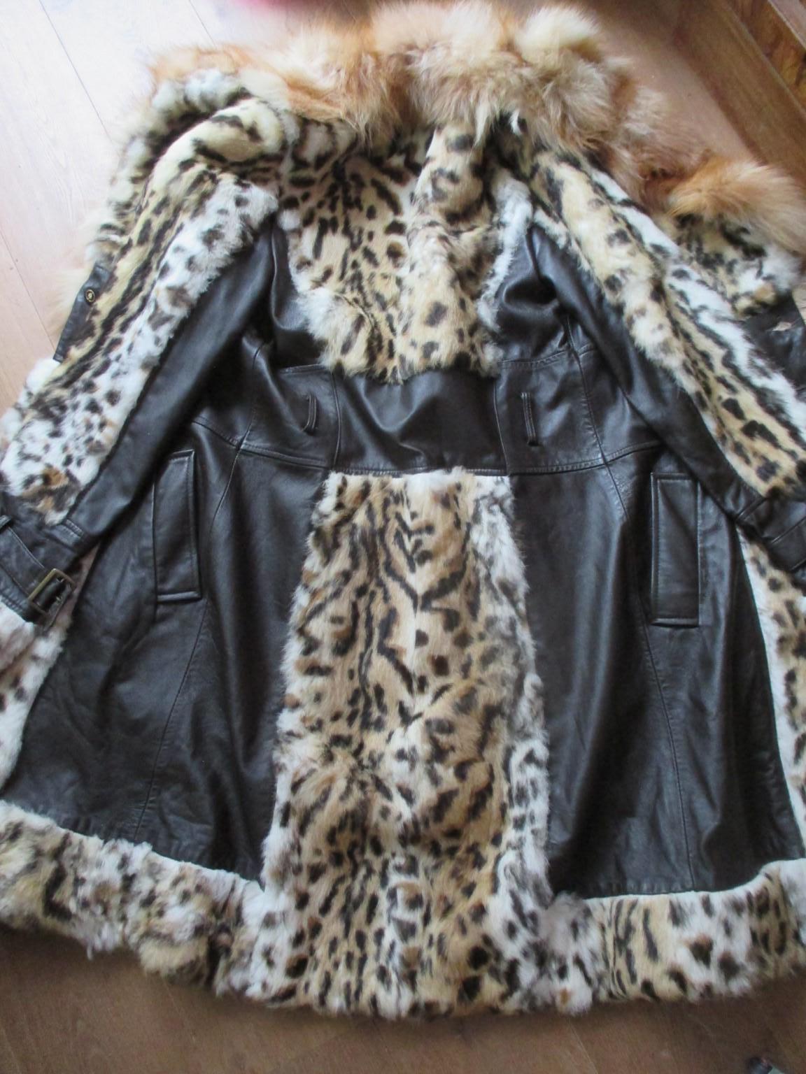 Leopard Printed Fur Leather Coat  3