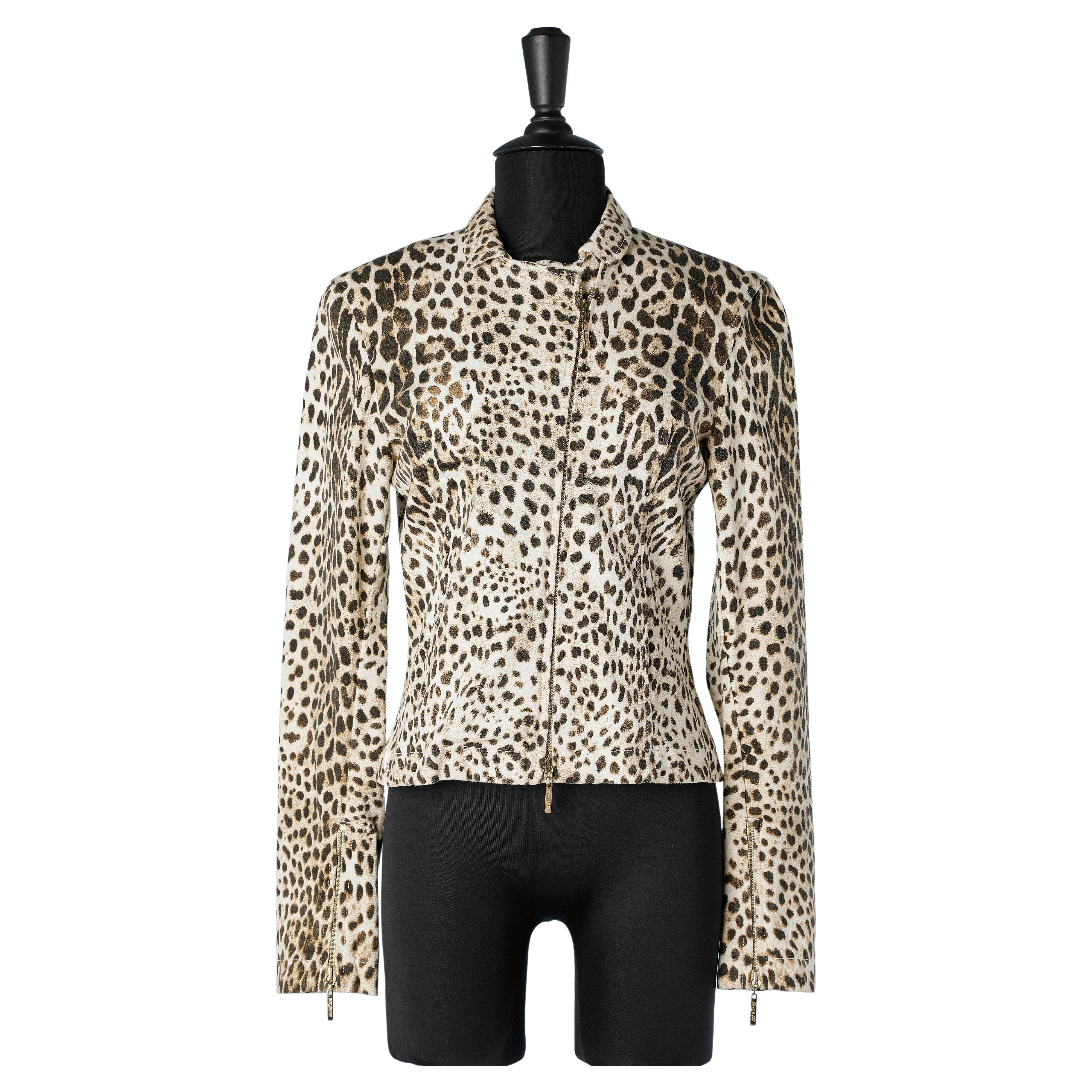 Just Cavalli leopard cropped cardigan - Black
