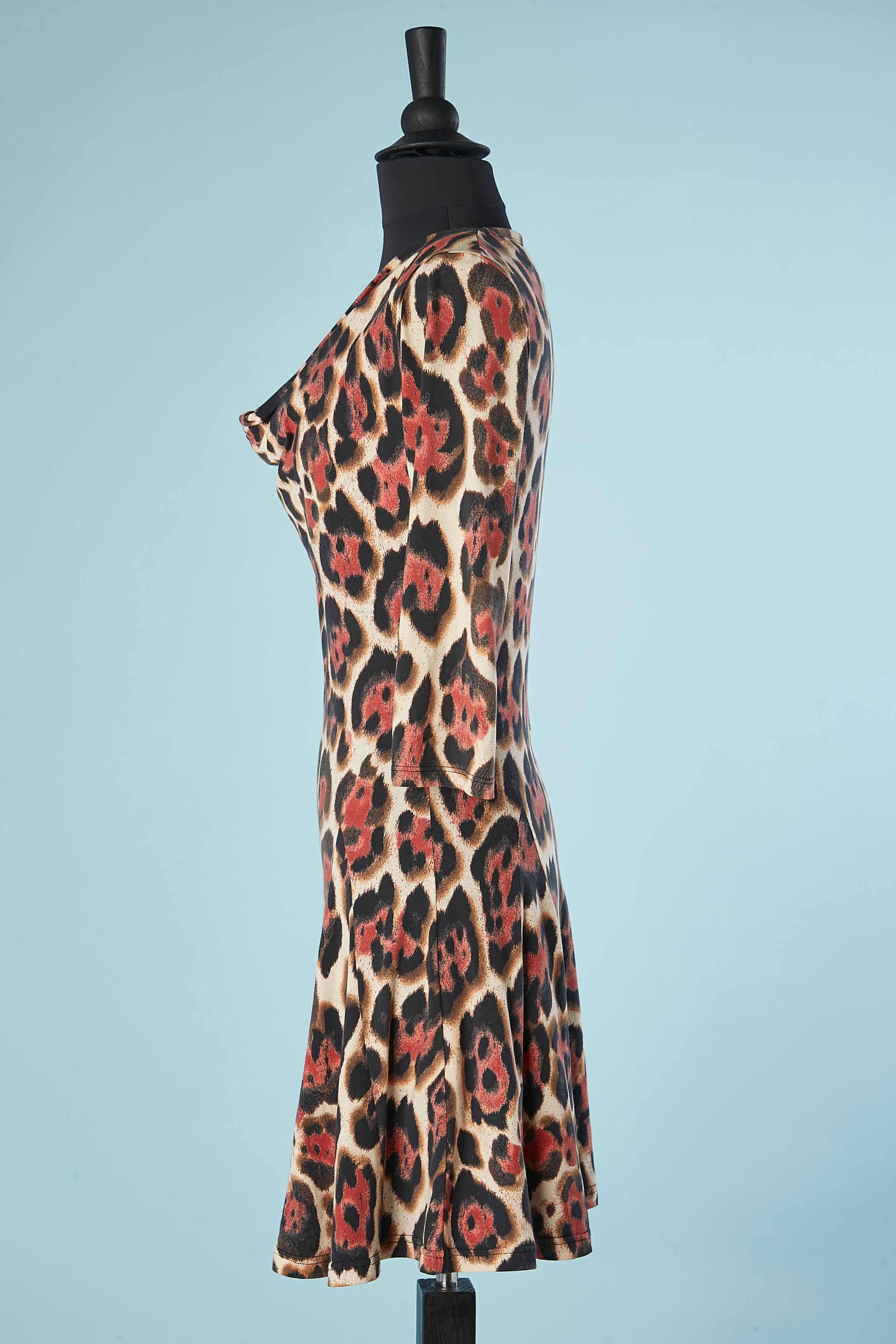Black Leopard printed jersey dress Just Cavalli  For Sale