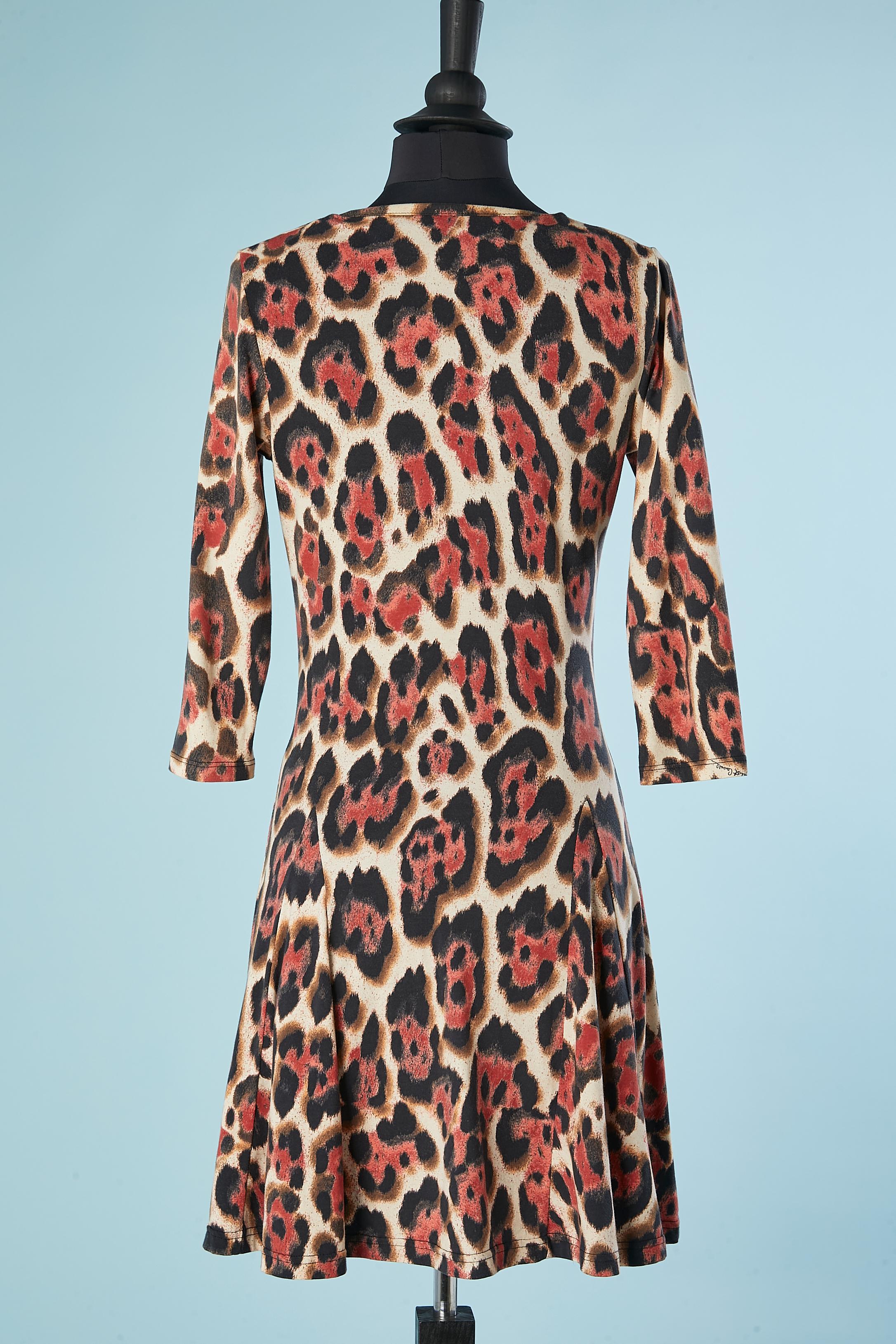 Leopard printed jersey dress Just Cavalli  In Excellent Condition For Sale In Saint-Ouen-Sur-Seine, FR