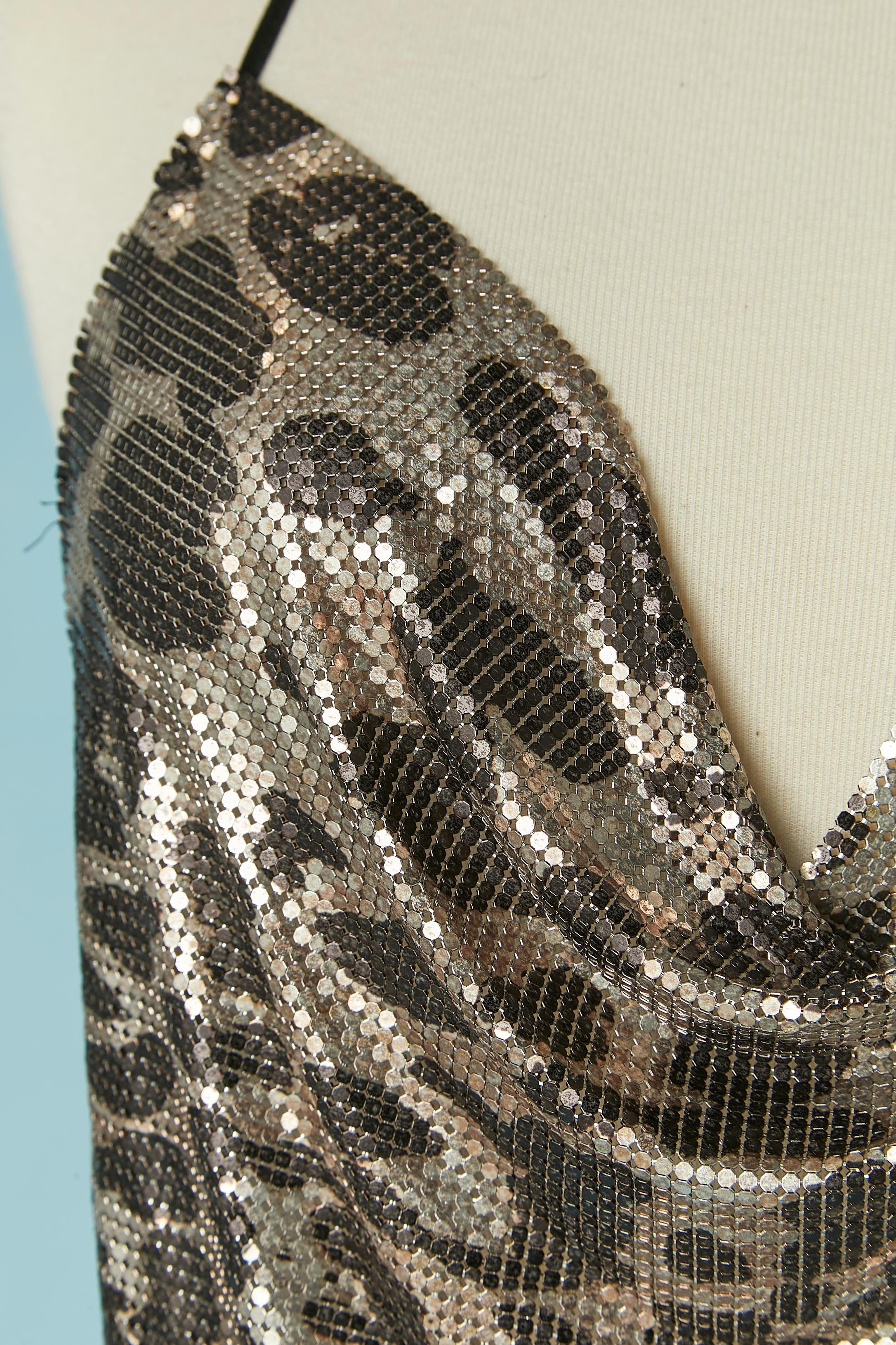 Grigio Top senza maniche in rete e seta stampata leopardo Paco Rabanne by Julien Dossena in vendita