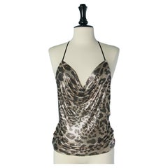 Leopard printed mesh and silk sleeveless top Paco Rabanne by Julien Dossena