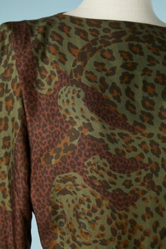 Leopard printed silk dress wrap on the skirt Yves Saint Laurent Rive Gauche