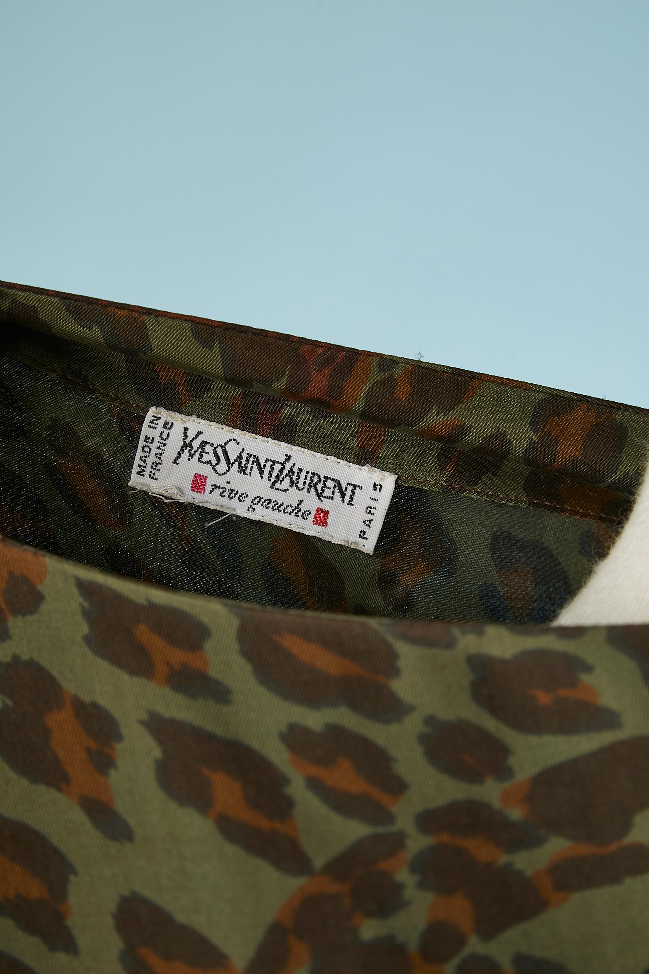 Leopard printed silk dress wrap on the skirt Yves Saint Laurent Rive Gauche  For Sale 1