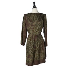 Leopard printed silk dress wrap on the skirt Yves Saint Laurent Rive Gauche 