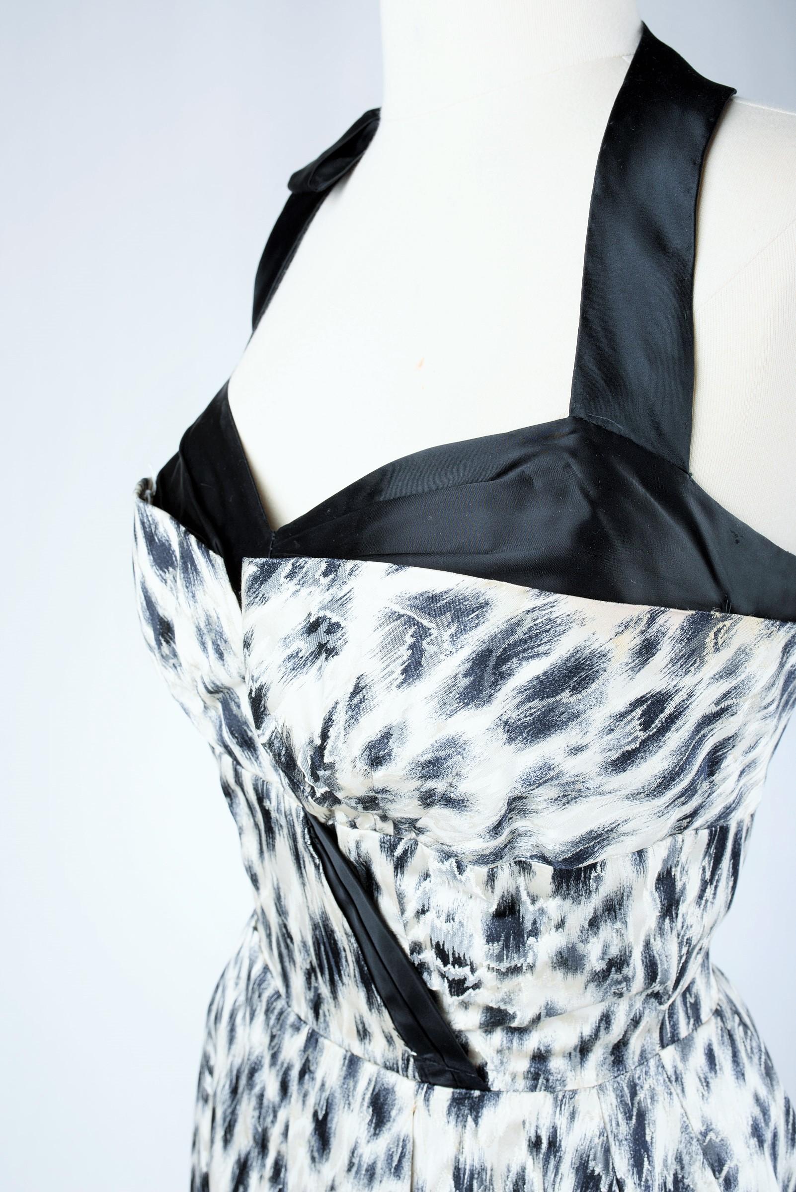 Vestido de noche de seda con estampado de leopardo de Jacques Fath Haute Couture Circa 1955-1960 en venta 5