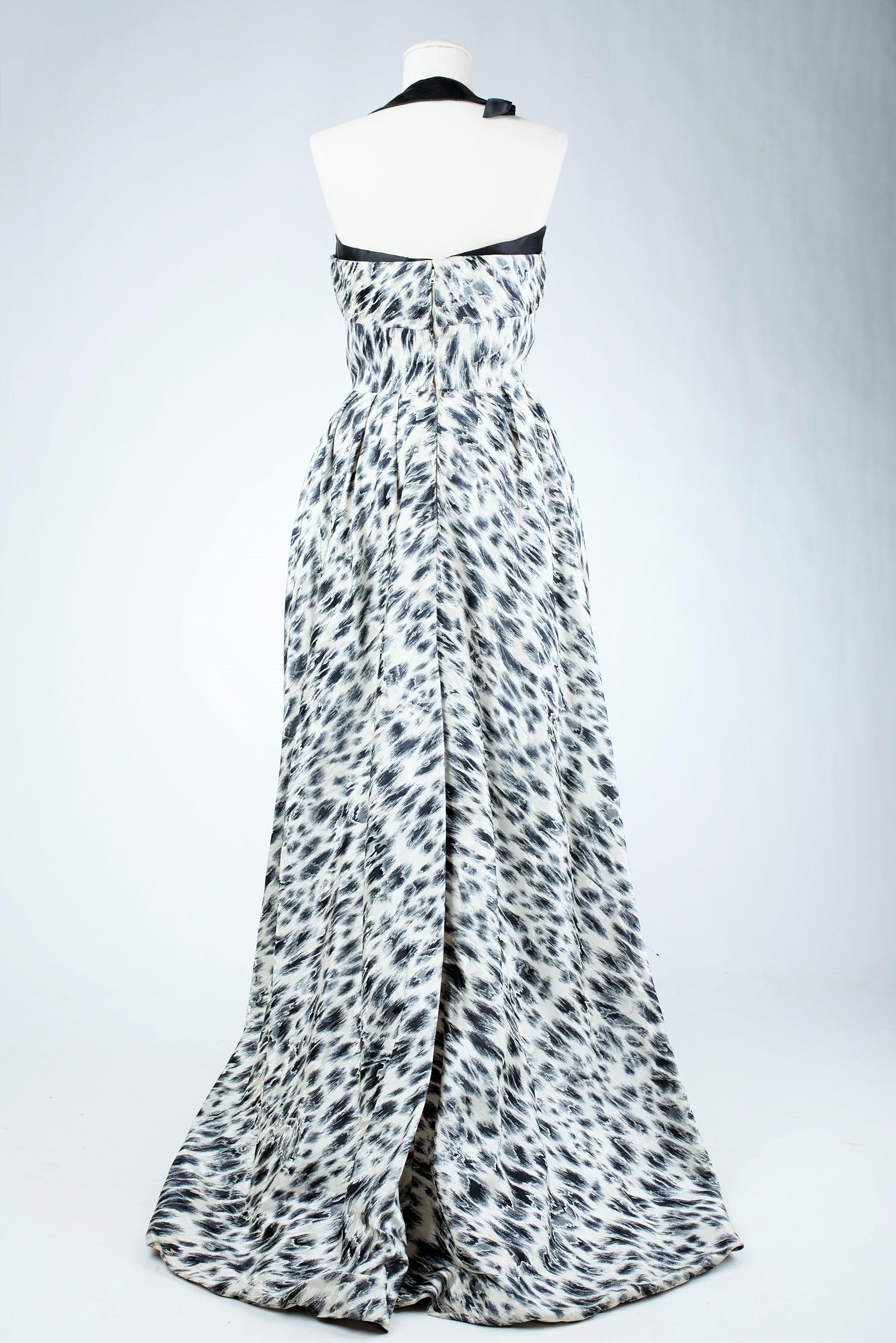 Vestido de noche de seda con estampado de leopardo de Jacques Fath Haute Couture Circa 1955-1960 en venta 6
