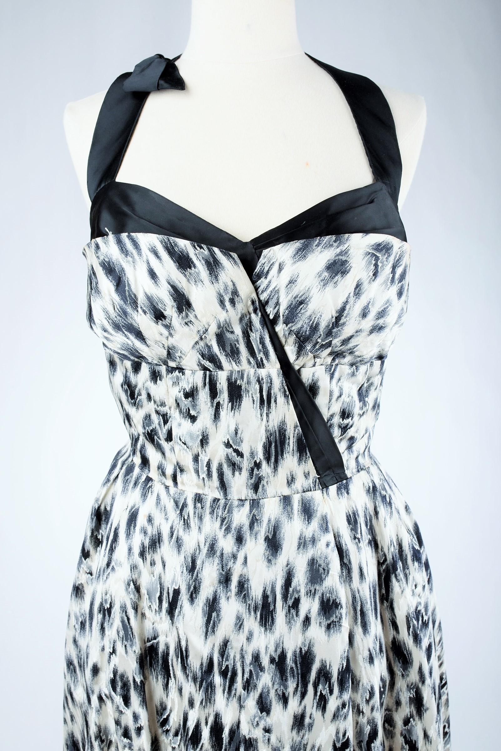 Vestido de noche de seda con estampado de leopardo de Jacques Fath Haute Couture Circa 1955-1960 en venta 4