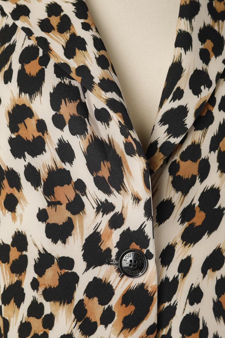 Beige Leopard printed single breasted blazer Boutique Moschino  For Sale
