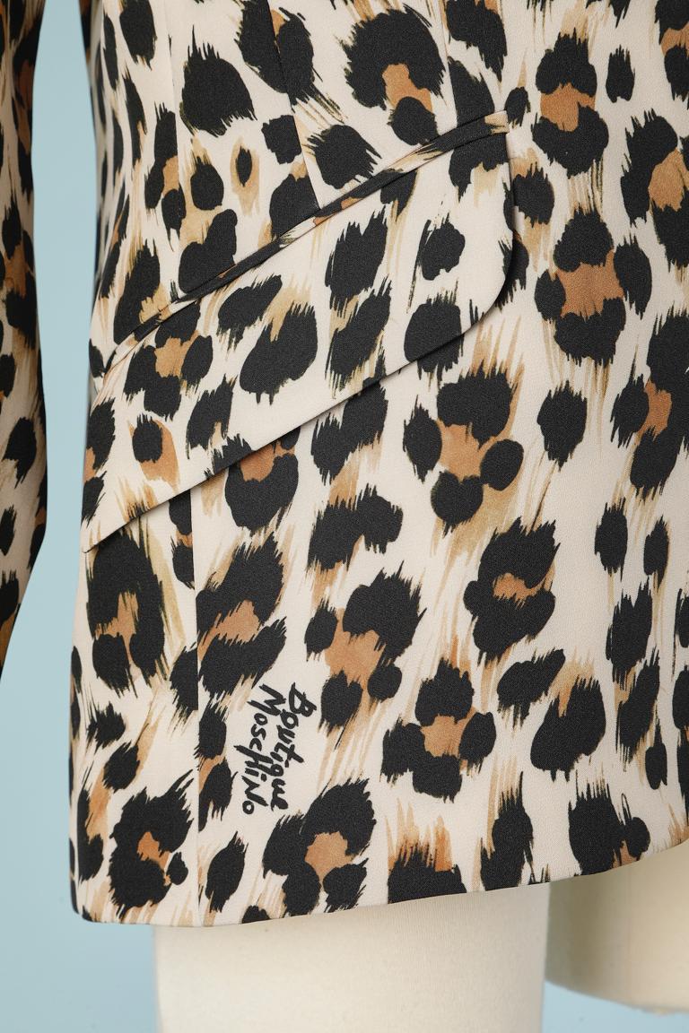 Leopard printed single breasted blazer Boutique Moschino  In Excellent Condition For Sale In Saint-Ouen-Sur-Seine, FR