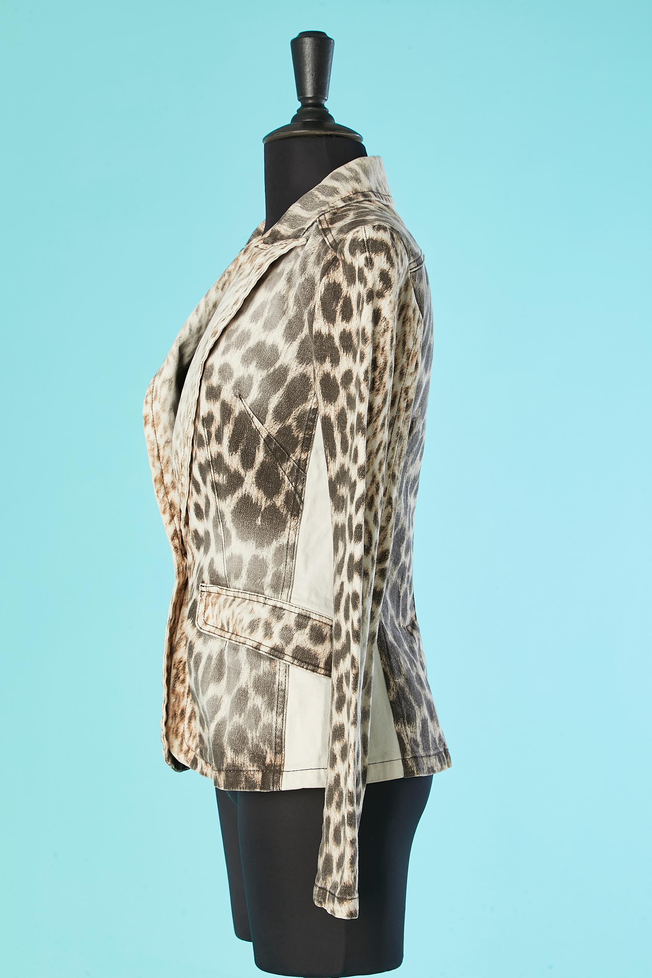 Leopard printed single-breasted cotton jacket Just Cavalli  In Excellent Condition For Sale In Saint-Ouen-Sur-Seine, FR