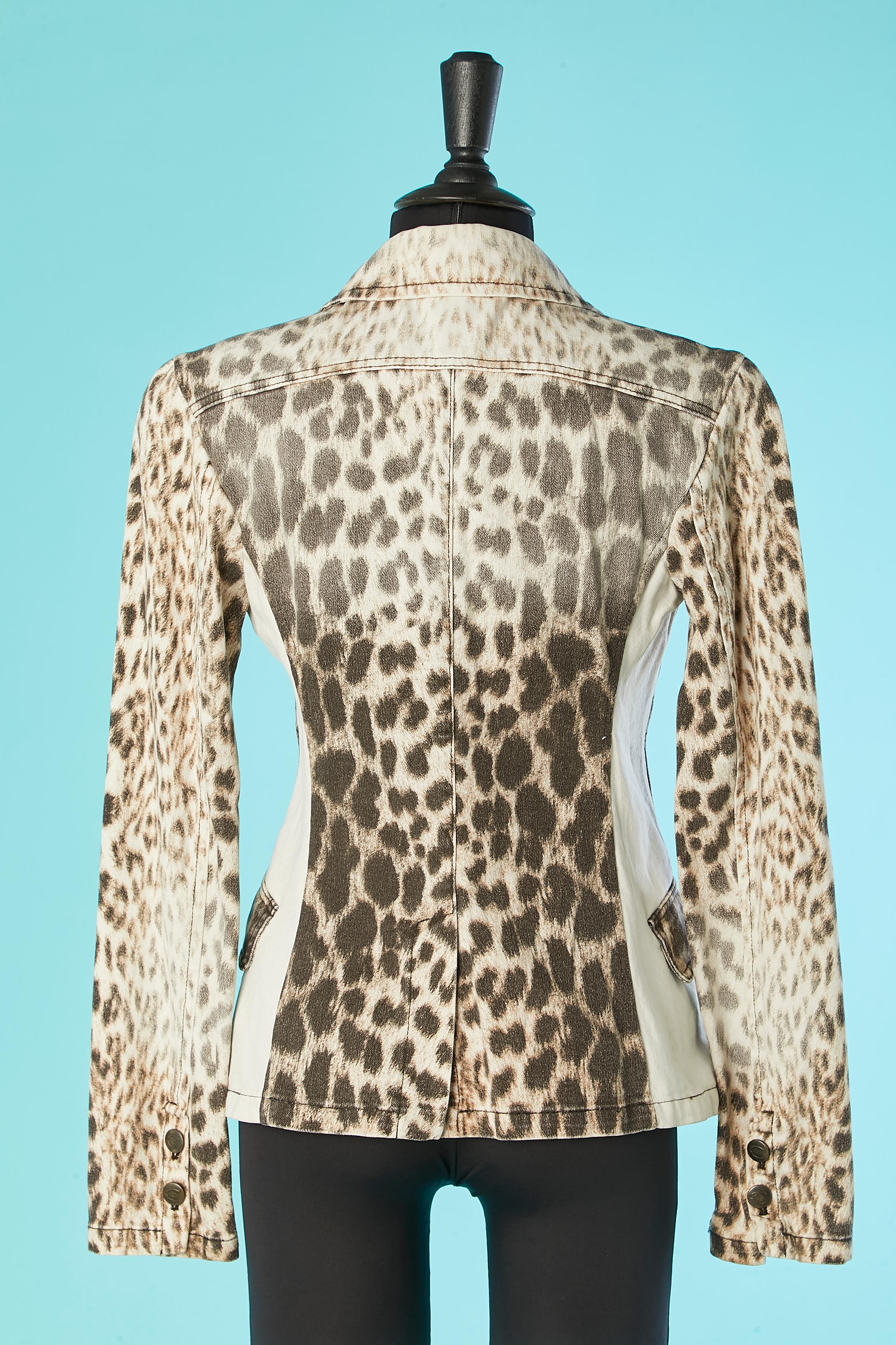 Women's Leopard printed single-breasted cotton jacket Just Cavalli  For Sale