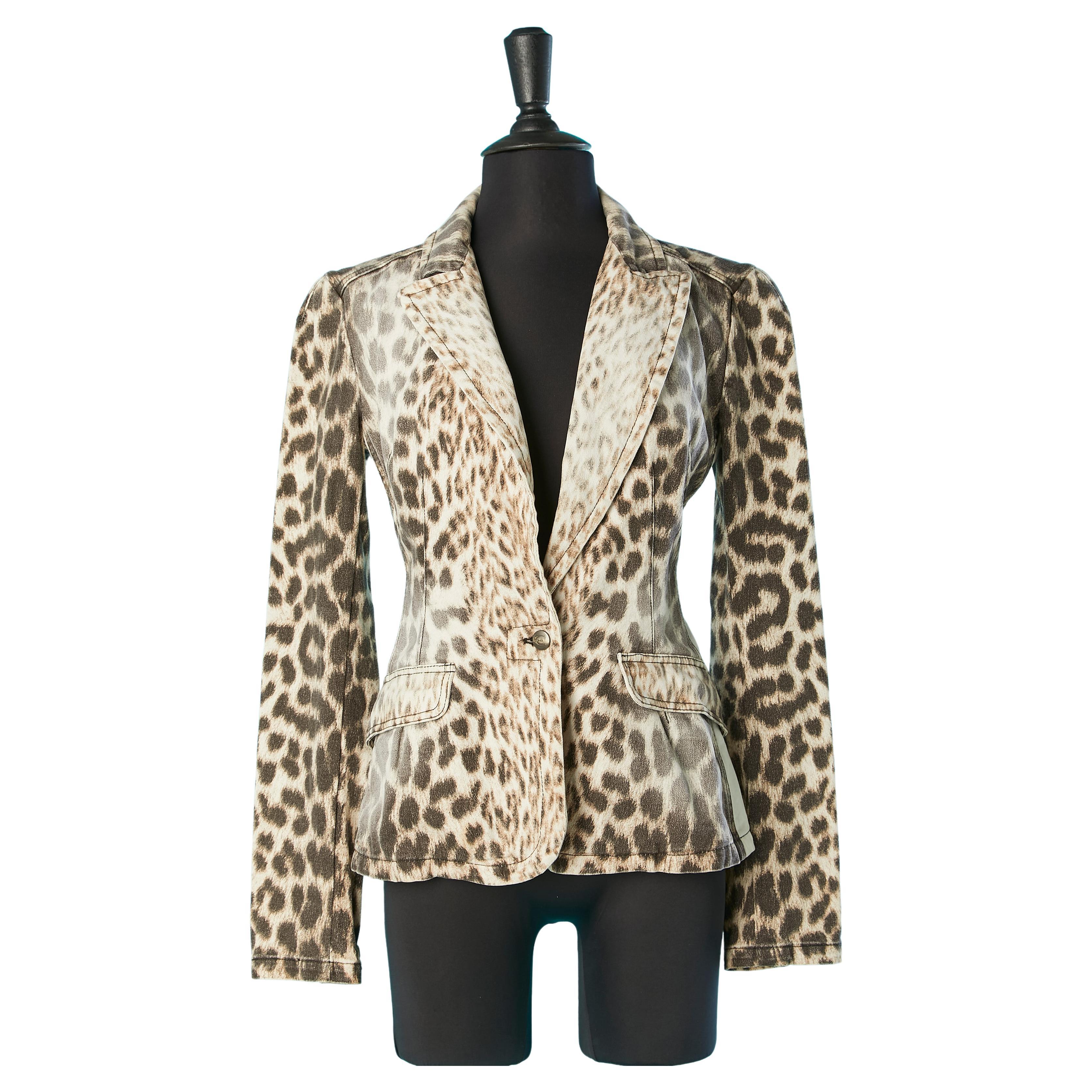 Leopard printed single-breasted cotton jacket Just Cavalli  For Sale