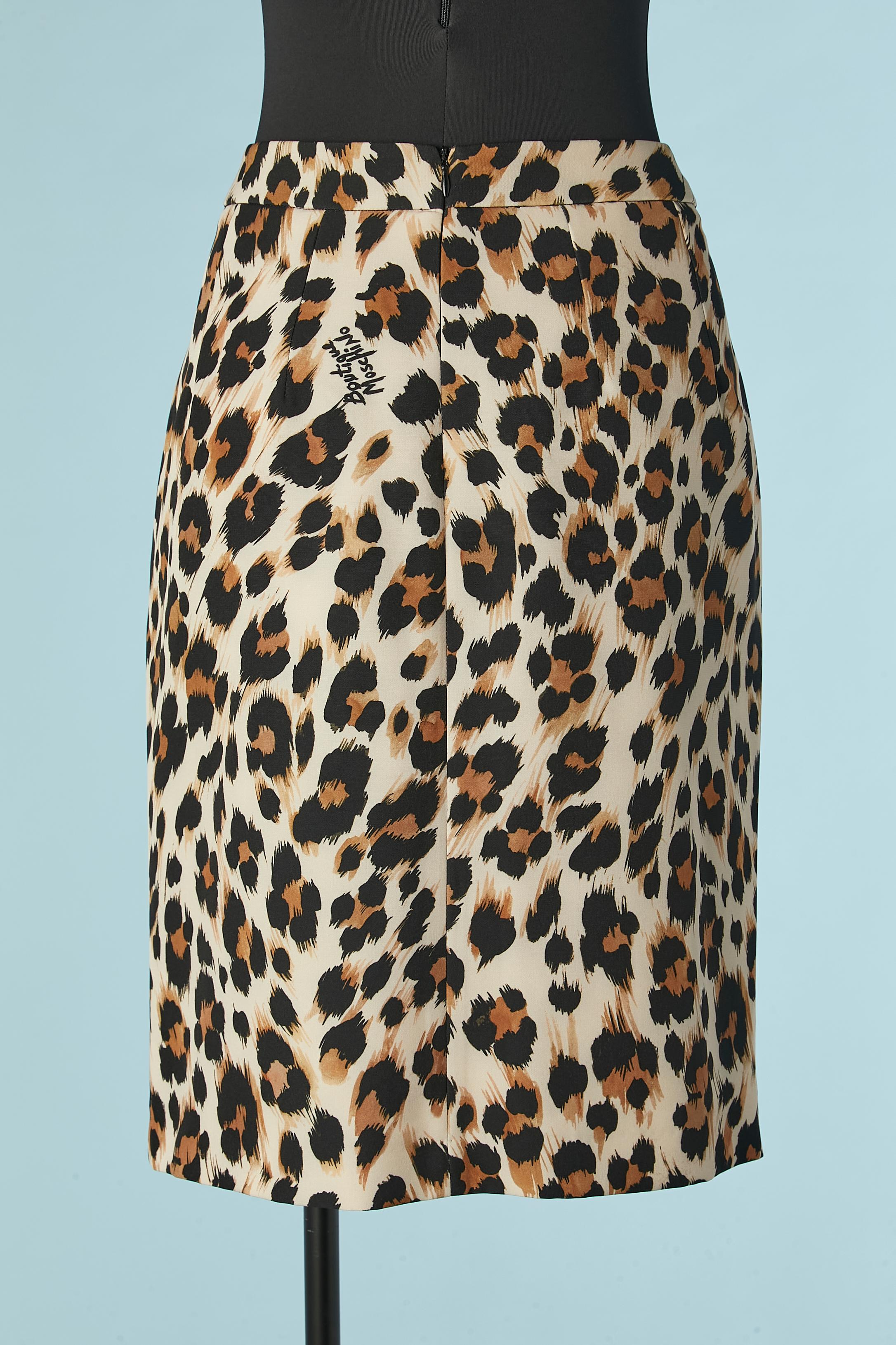 Women's Leopard printed skirt with gros-grain bow Boutique Moschino For Sale