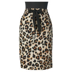 Leopard printed skirt with gros-grain bow Boutique Moschino 